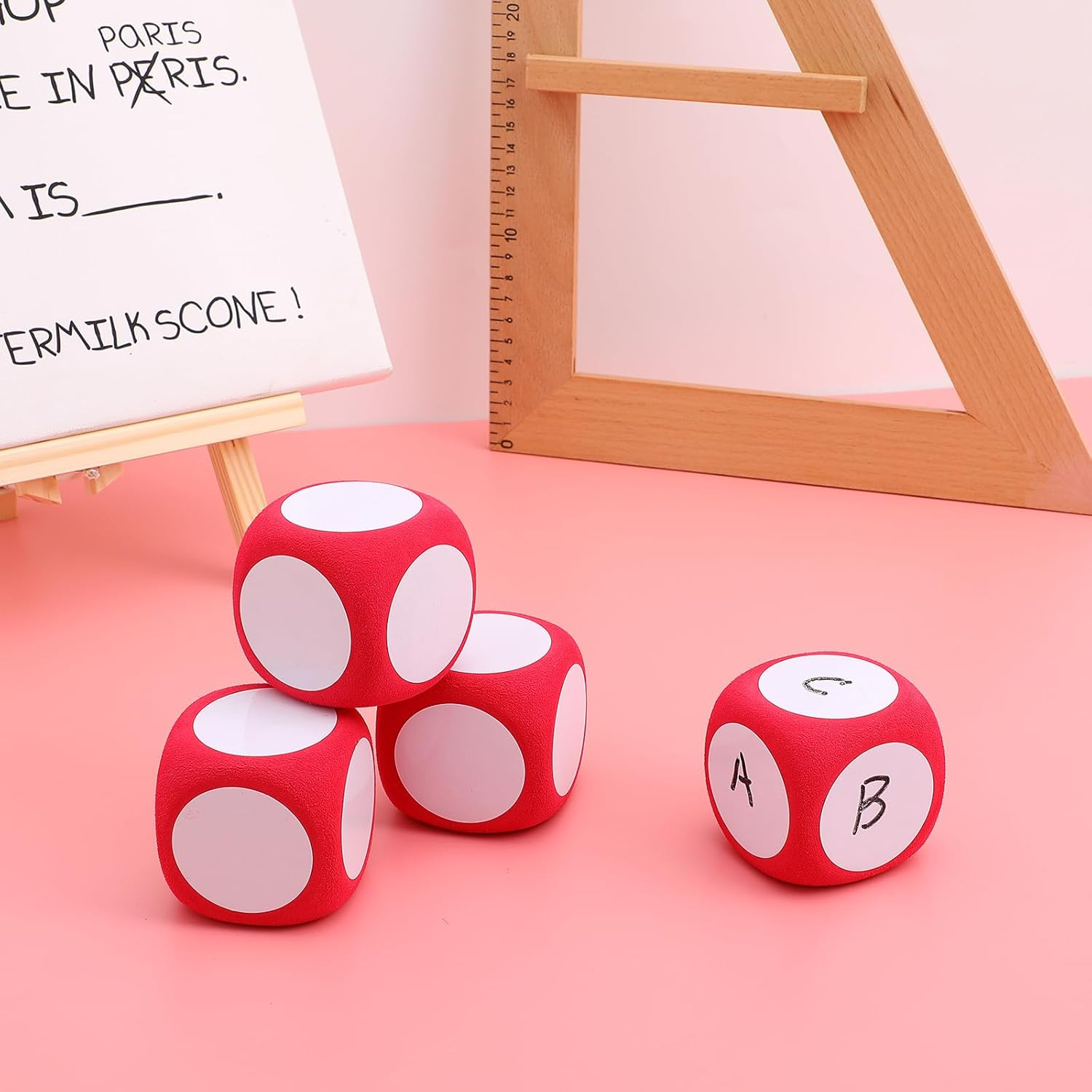 Operitacx 4 Pcs Dry Erase Dices Foam Write-On Wipe-Off Dices Blank Dice Cubes Playing Dice for DIY Teaching Learning Tool Classroom Supplies image number 4