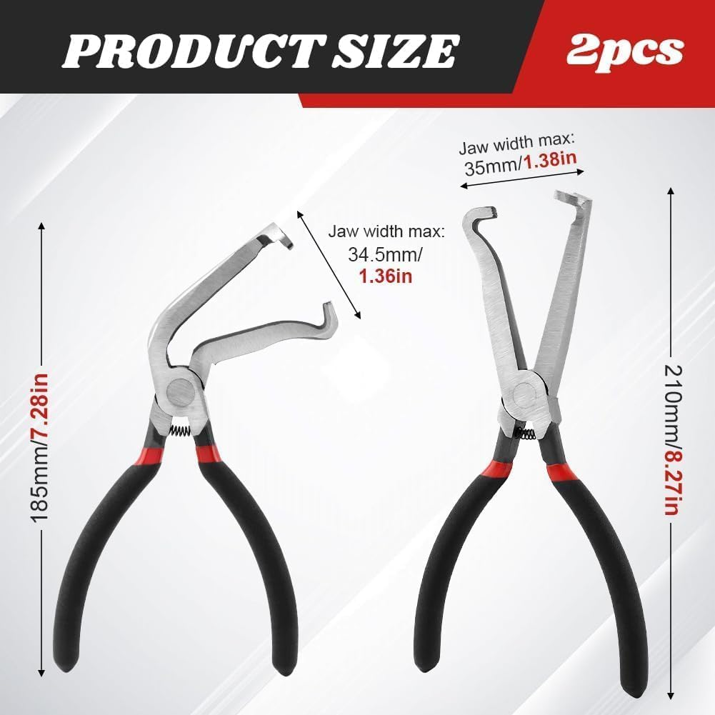2 PCS Electrical Disconnect Pliers with Spring, Carbon Steel Automotive Electrical Connector Pliers, Spark Plug Pliers, Universal Fuel Line Plier for Car, for Automotive Connector Removal image number 6