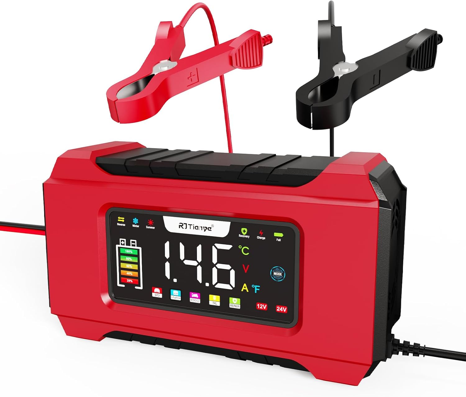 15A 12V/24V Smart Portable Battery Charger with AU Plug: 9-Stage Maintenance, Temp Compensation for Lead Acid Batteries in Automotive, Marine, Lawn Equipment image number 3