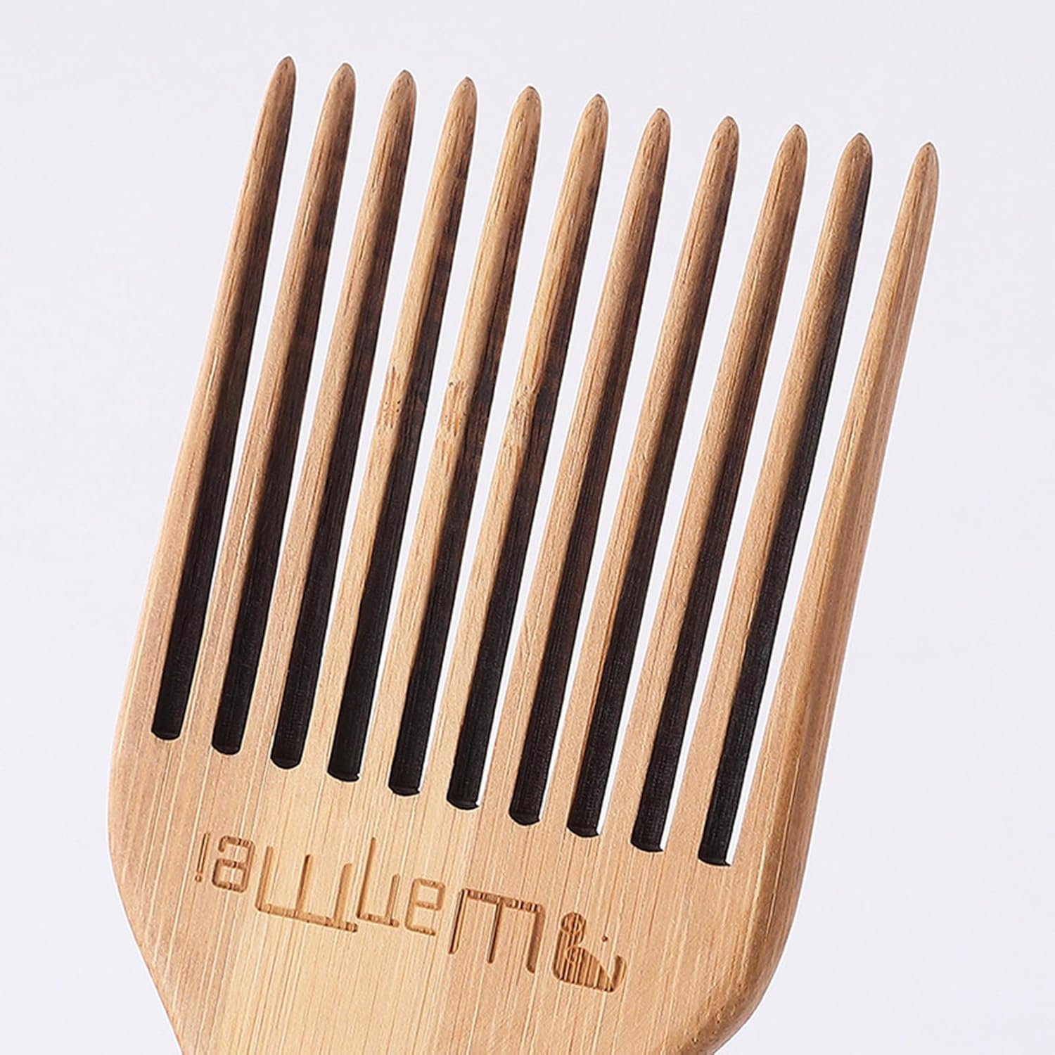 Curly Hair Pick, Long Tooth Detangler Wooden Comb, Detangling Pick Hair Comb, Anti-Static Beard Pick for Men, Home, Salon Borato image number 2
