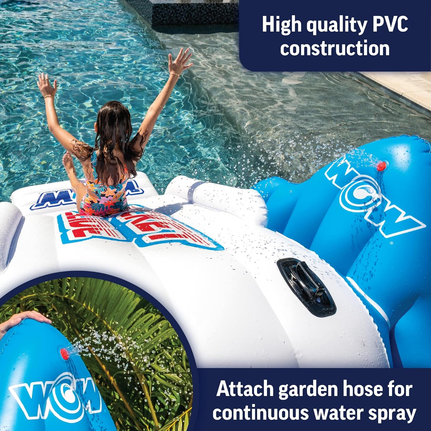 WOW Sports Rocket Slide Inflatable Pool Slide - with Built in Sprayer for Kids and Adults - Portable Pool Slides - Durable Vinyl image number 2