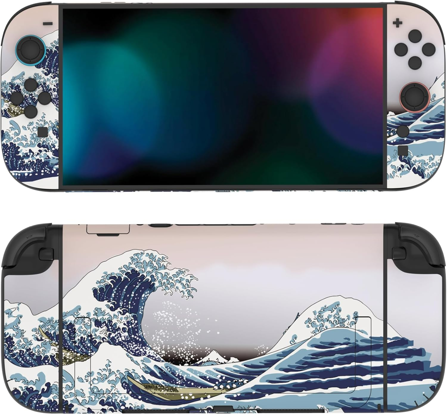 Playvital for Nintendo Switch 2 Skin Full Set (2-Pack) - Protective Vinyl Decal Stickers for Switch 2 Console, Joycons, Handle Grips & Dock | No Residue, Anti-Scratch - the Great Wave image number 2