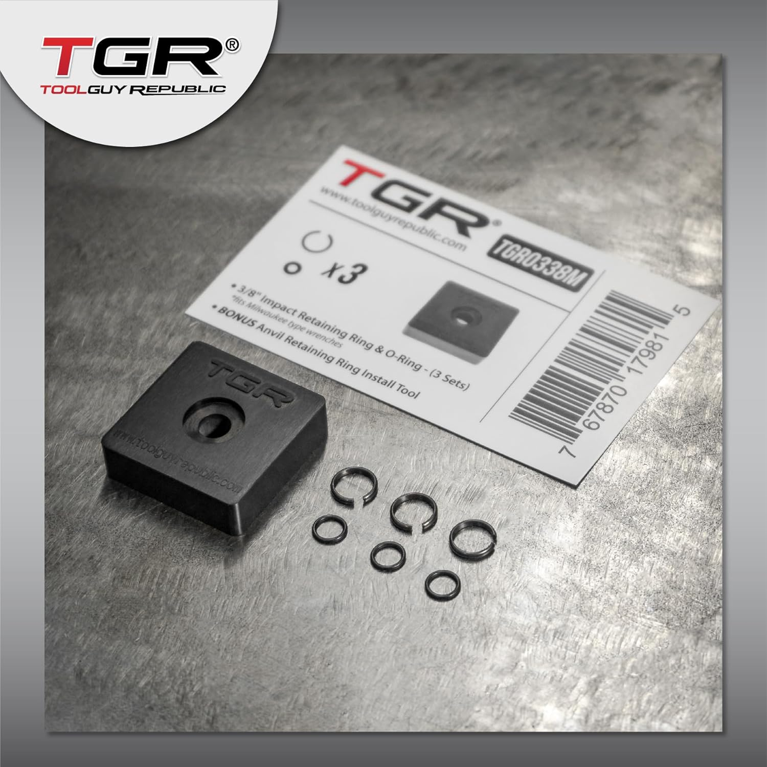 TOOLGUY REPUBLIC 3/8" Impact Retaining Ring Clip with O-Ring Fits Milwaukee Type Wrenches - 3 Sets image number 2