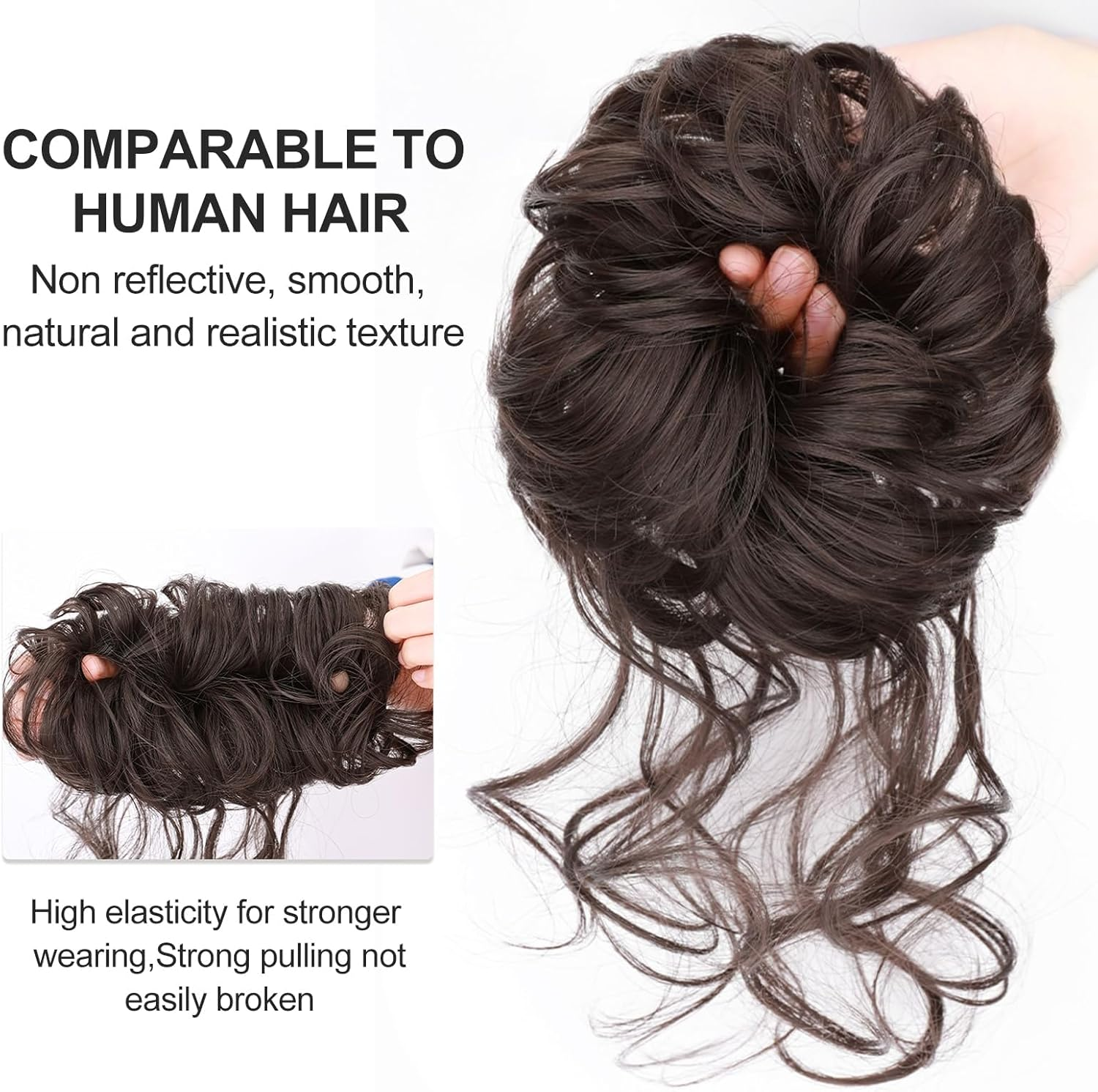 Curly Hair Buns,Synthetic Messy Claw Clip Hairpiece,Hair Cover for Women Accessories (Light Brown) (Light Brown) image number 3