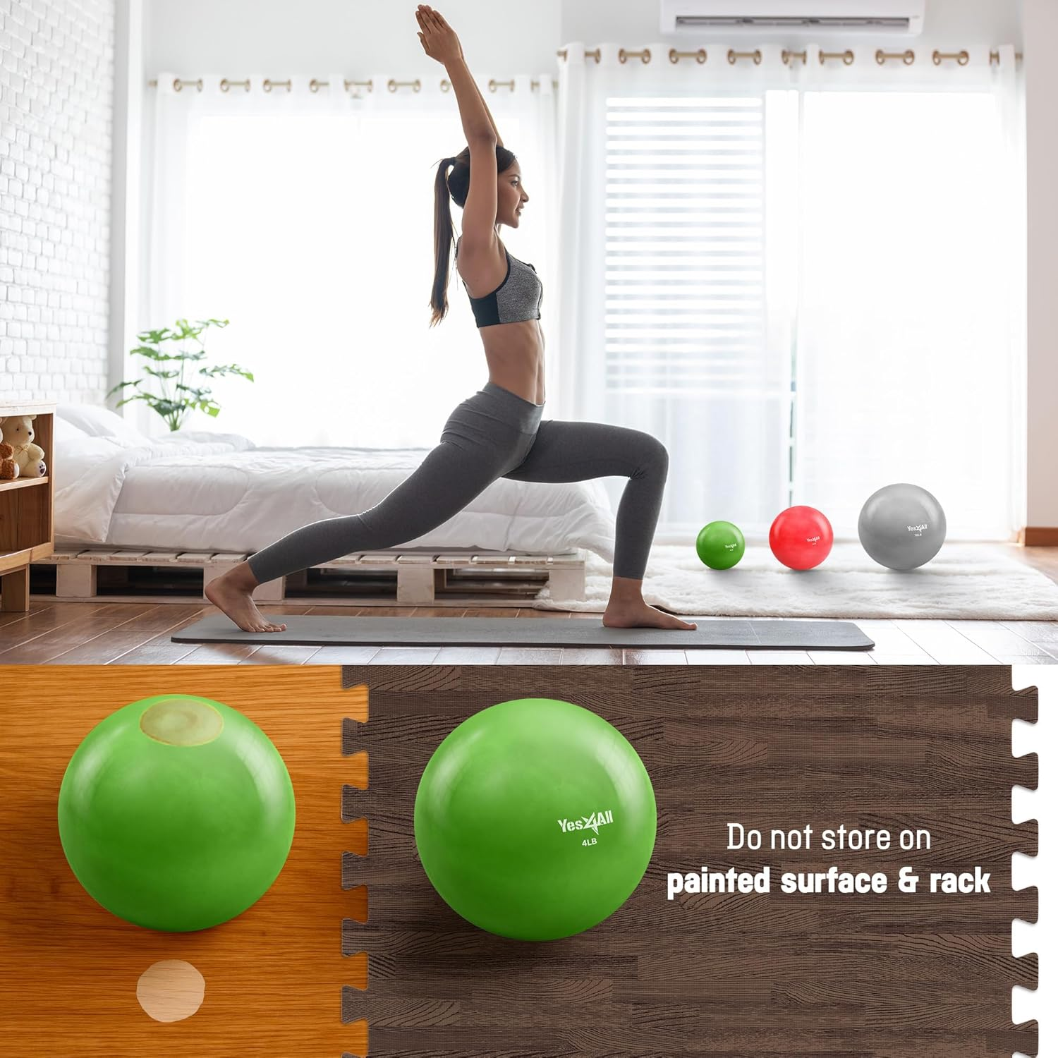 Yes4All Toning Ball, Soft Weighted Medicine Balls for Exercise and Pilates, Yoga, and Fitness, Perfect for Balance, Flexibility, Available 1Kgs to 5Kgs with Multi Colors Available image number 1