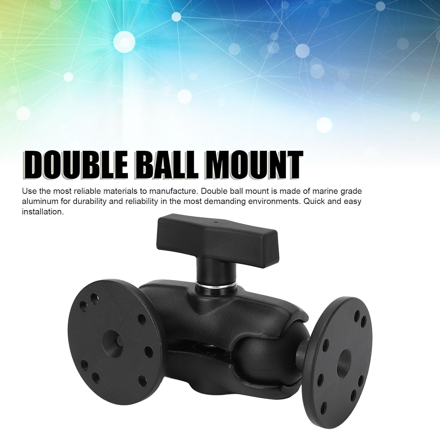 Truck Holder Mount, Aluminum 1.5 Inches Double Ball Mount with 2 round Plates, Heavy Duty Double Socket Arm with 1.5 Inches / 38Mm / C Size Ball for Drill-Down Mounting image number 4