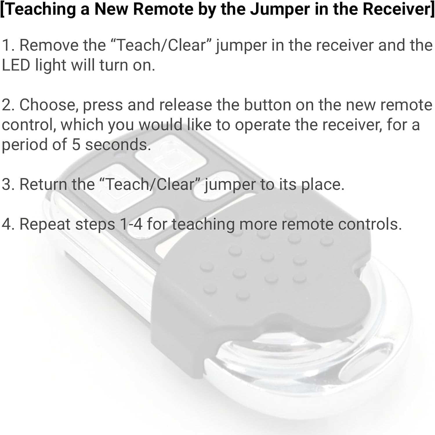 QSDIYRF Gate/Garage Door Remote ONLY Compatible with 81CR 82CR 84CR ARC-6 Receivers, Replacement for ECA White Roman Numerals Buttons Remote Control (433Mhz, Green LED Indicator, 1 Pack) image number 2