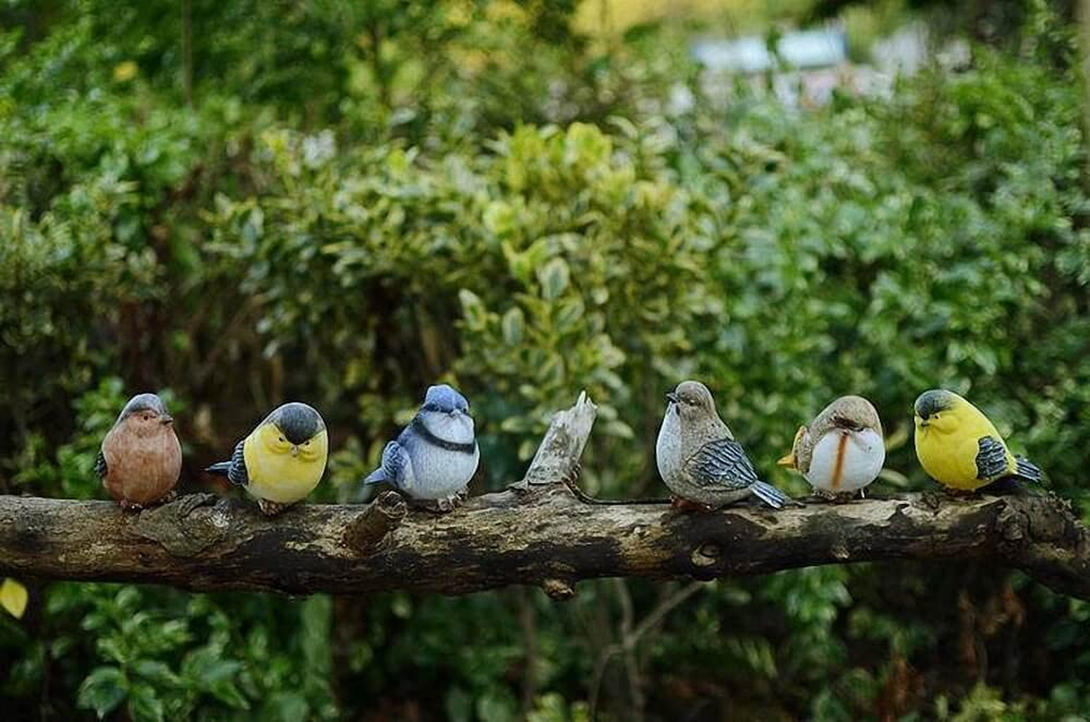 VILIGHT Bird Decor Decorative Birds - Outdoor and Indoor Bird Statues and Figurines - Bird Decorations for Home and Garden - Real Birds Size Set of 6