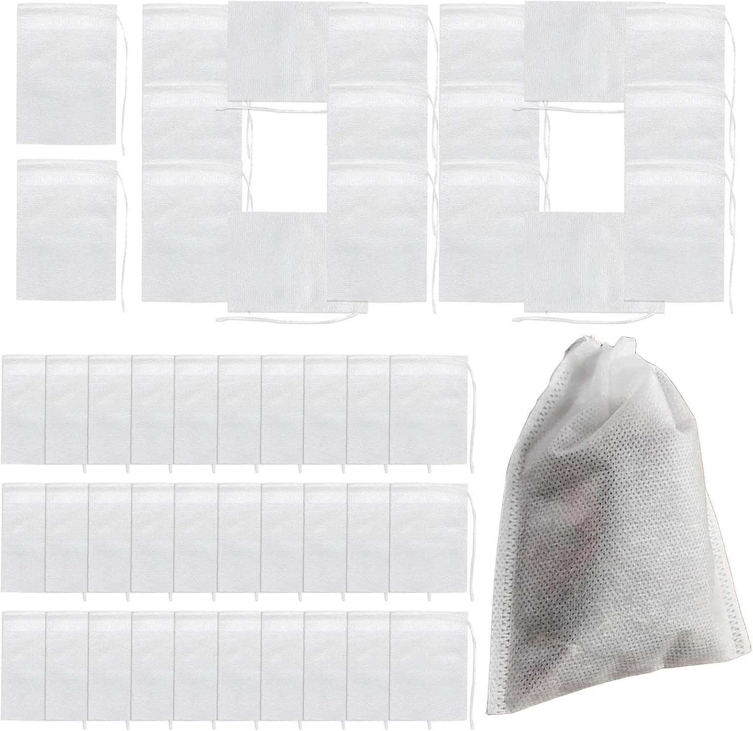 Empty Tea Bags with String | Non Woven Drawstring Hot Pot Buns for Loose Tea - Medicine Decoction Bag with Breathable Fine Mesh, Soft Multifunctional Foot Bath Bag for Tea Pochy