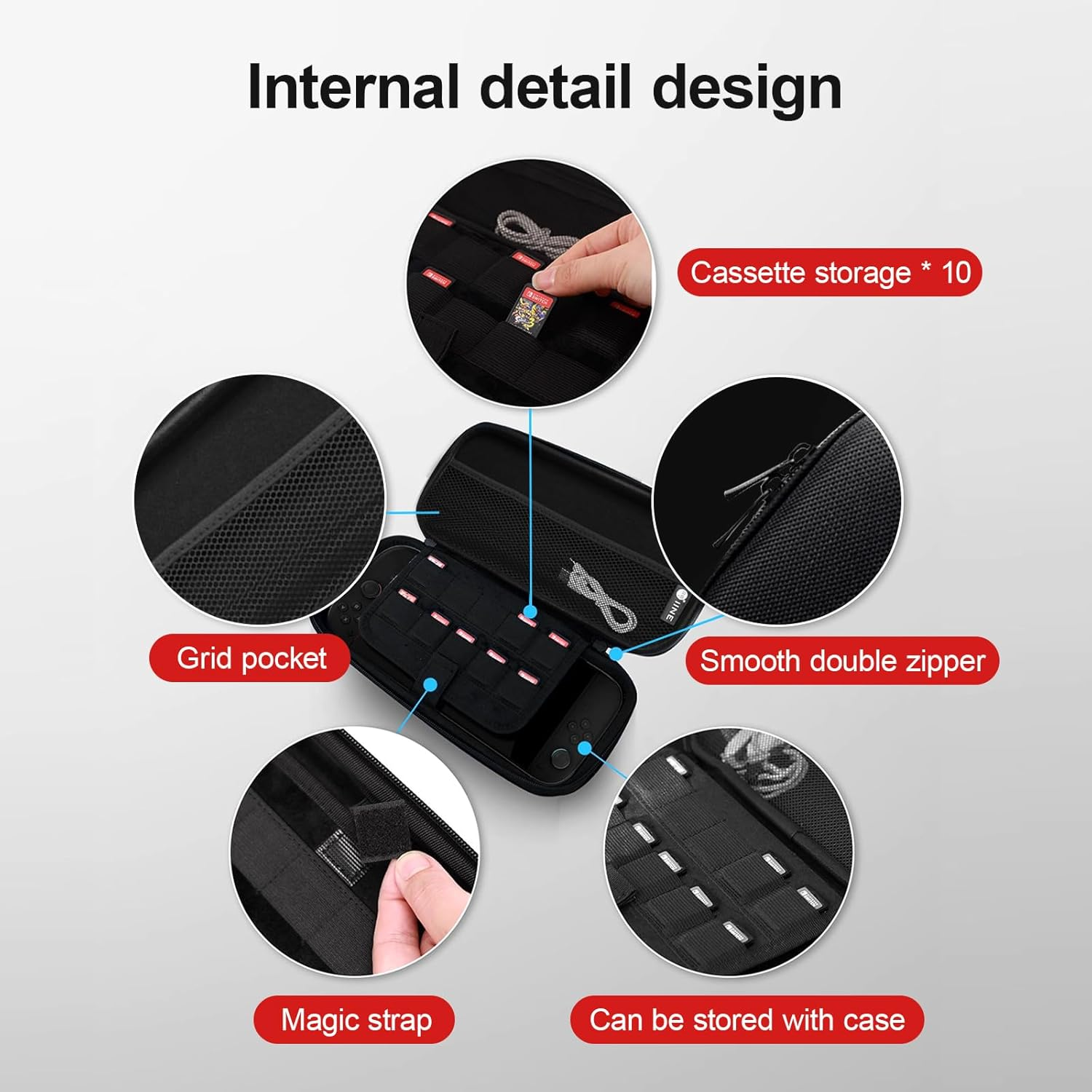 LEZOOY Switch 2 2025 Hard Shell Portable Protective Case Large Capacity Accessory Bag Switch 2 Travel Protective Case with 10 Game Card Slots and Console and Accessory Storage Bag Black image number 1