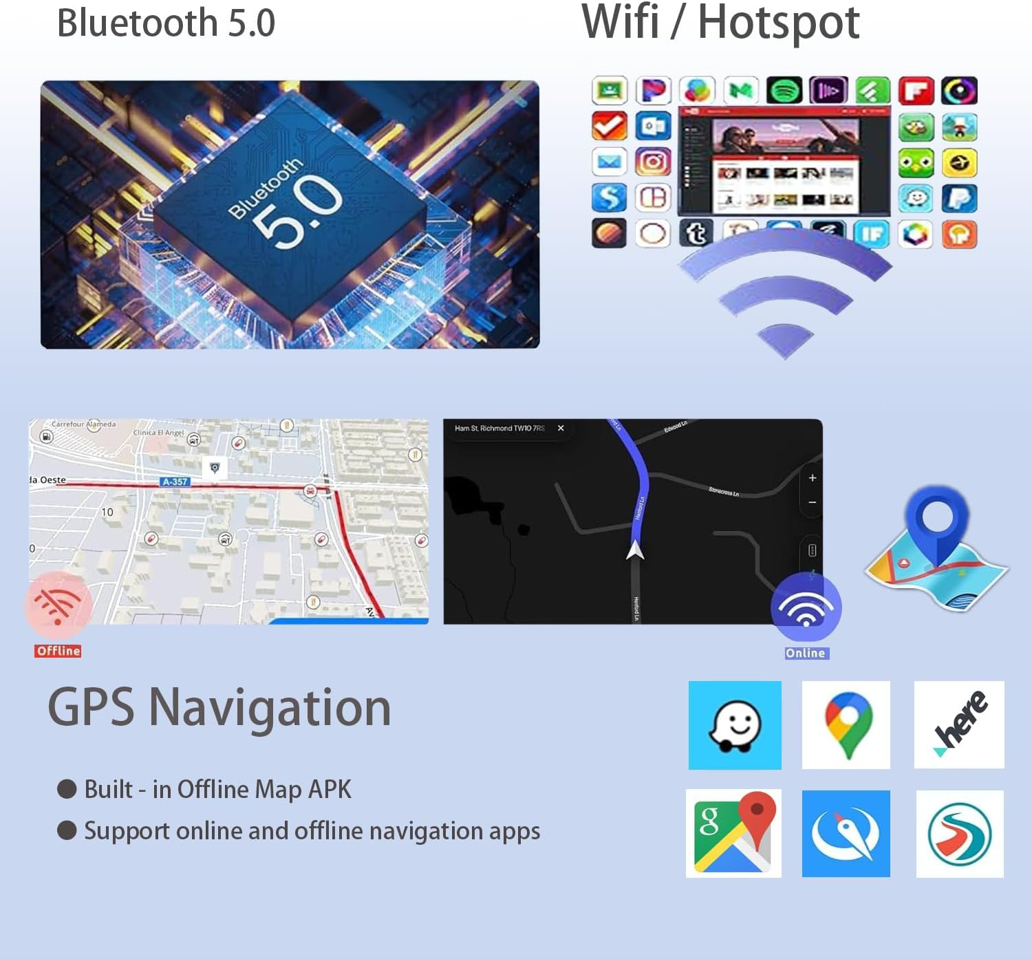 [6+128GB] Keconsing 9" Android 14 Autoradio for Mercedes Benz GL ML Class W164 X164 ML350 ML500 ML280 GL320 GL350 GL450 2005-2011 Radio Stereo Carplay, Wireless Car Play GPS Navi Screen Navigation image number 5