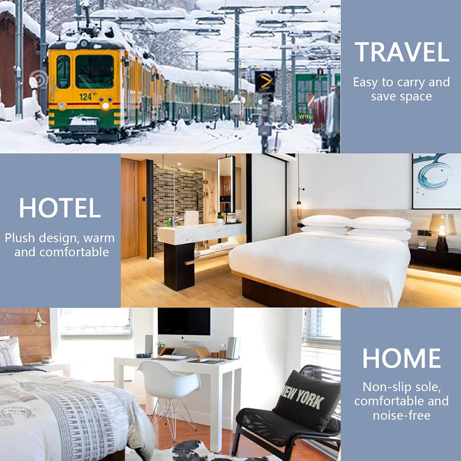 Home Slippers, City Pop Travel House Slippers, Comfy Slippers for Women, Machine Washable Indoor Slippers image number 1