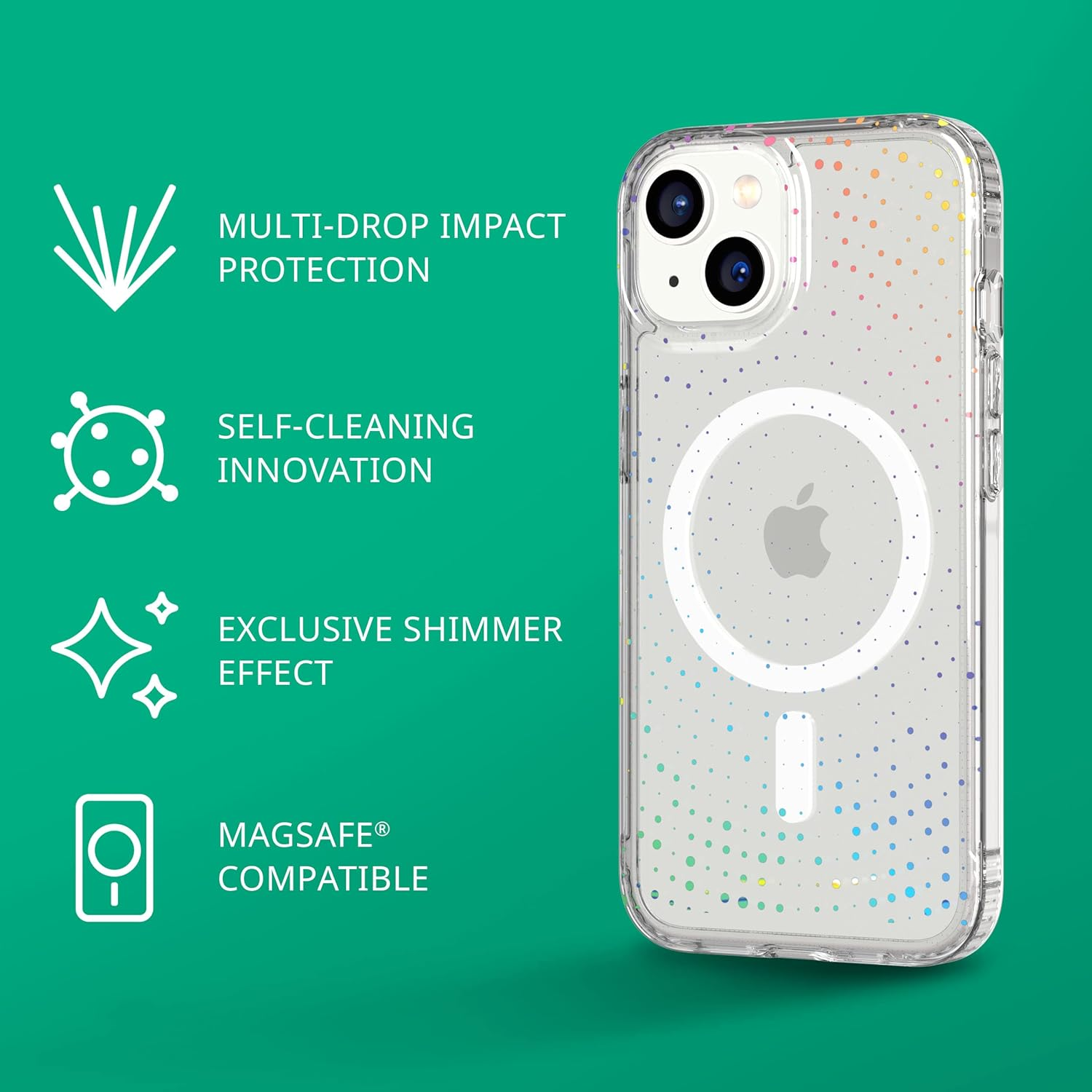 Tech21 Iphone 14 Evo Sparkle Compatible with Magsafe&reg; &ndash; Glittering & Scratch-Resistant Phone Case with 12Ft Multi-Drop Protection image number 5