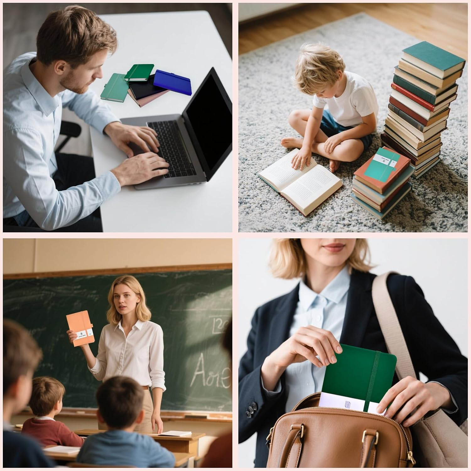 ZOHEA 5 PCS A6 Diary Book，Pu Leather Cover Journal Notebook Portable，Travel Journal with Elastic Band and Pen Loop, Travel Notepad Mini Pocket Notebook for Office，School，Travel (5 Colors)