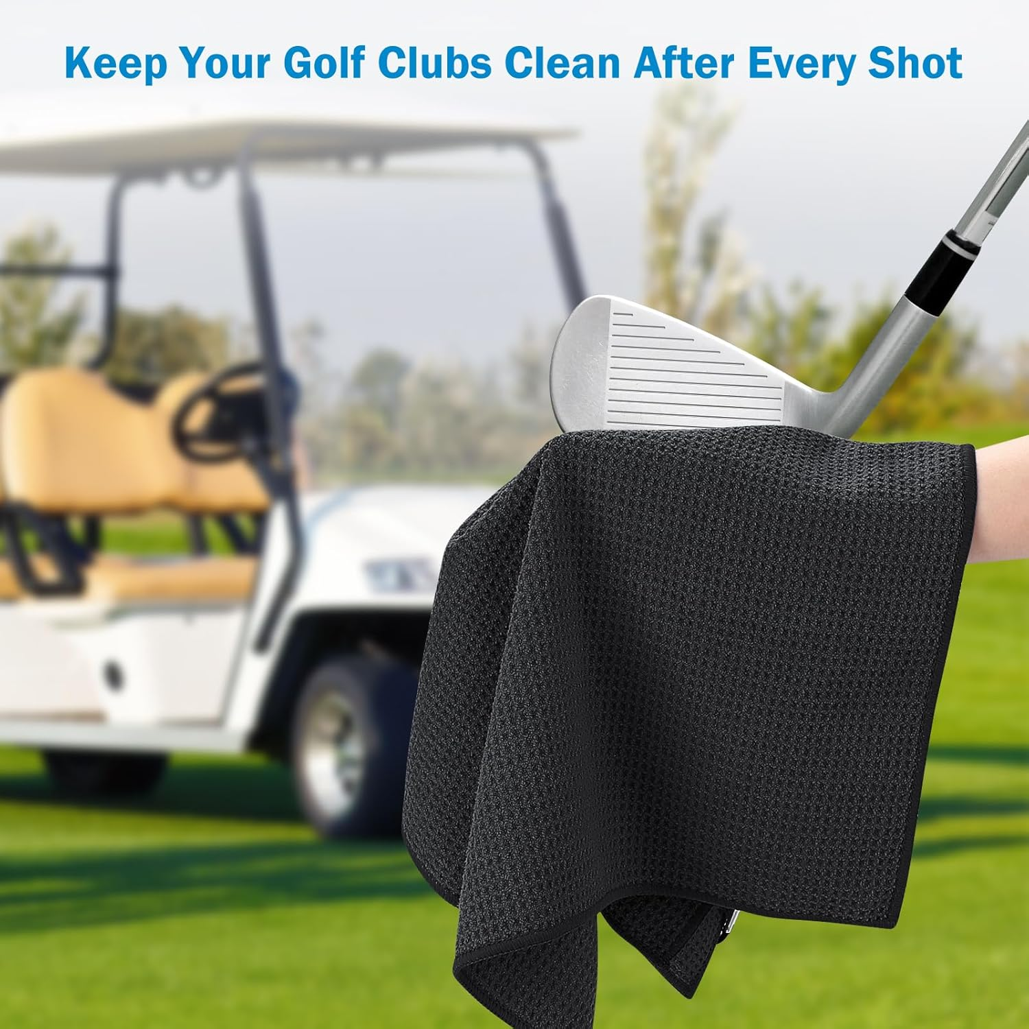 3 in 1 Golf Cleaning Kit, Microfiber Golf Towel with Carabiner, Club Club Brush, Golf Divot Repair Tool with Ball Marker, Ideal Golf Accessories