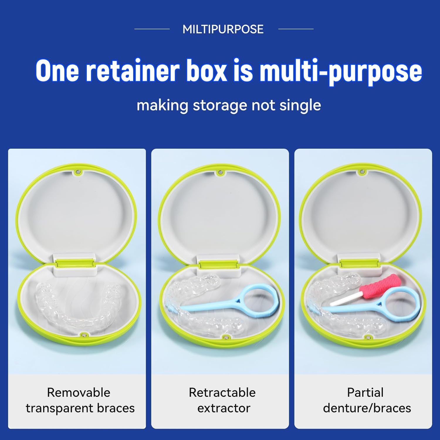 Annhua Retainer Holder Case Mouthguard Case with Magnetic Closure, Denture Case Mouth Guard Holder Case Denture Box Case, Light and Compact - Green