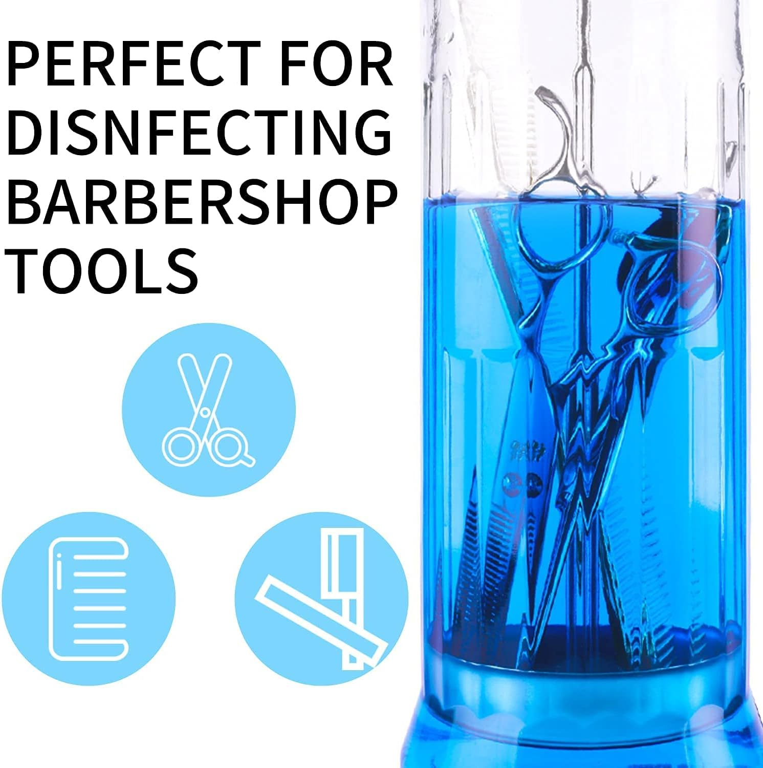 ZIBARBER Glass Disinfectant Jar, 50 Oz Large Sterilizing Jar for Manicure & Pedicure Implements, Salon Barber Tools - 11.7"H X 3.8"W image number 3