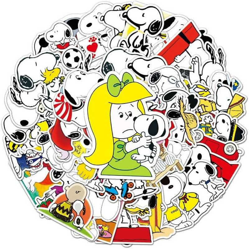 WOA Snoopy and Friends Vinyl Finish Die Cut Stickers Decals for Laptops Phones Phone Case Consoles Walls Luggage Case Books (50 Stickers), Multi, 3-7Cm image number 3