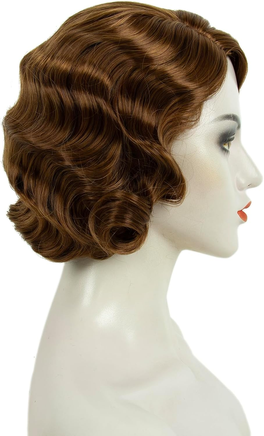 Short Brown 1920S Wig for Women Gatsby Roaring 20S Finger Wave Party Synthetic Full Vintage Wigs for Womens Lady Cosplay Costume Fancy Dress 1920 Flapper Wig