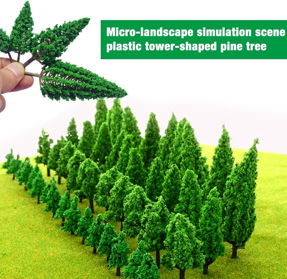 Model Trees Miniature, Train Trees, Railway Landscape, Diorama Trees, Architecture Trees, Pieces Model Trees for DIY Landscape, Mini Landscape Design, Pack of 50 image number 3