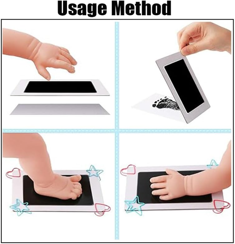 Baby Footprint Handprint Pet Paw Print Kit with 4 Ink Pads and 8 Imprint Cards,Inkless Hand and Footprint Kit,Footprint and Handprint Pet Paw Print Ink Kits image number 3