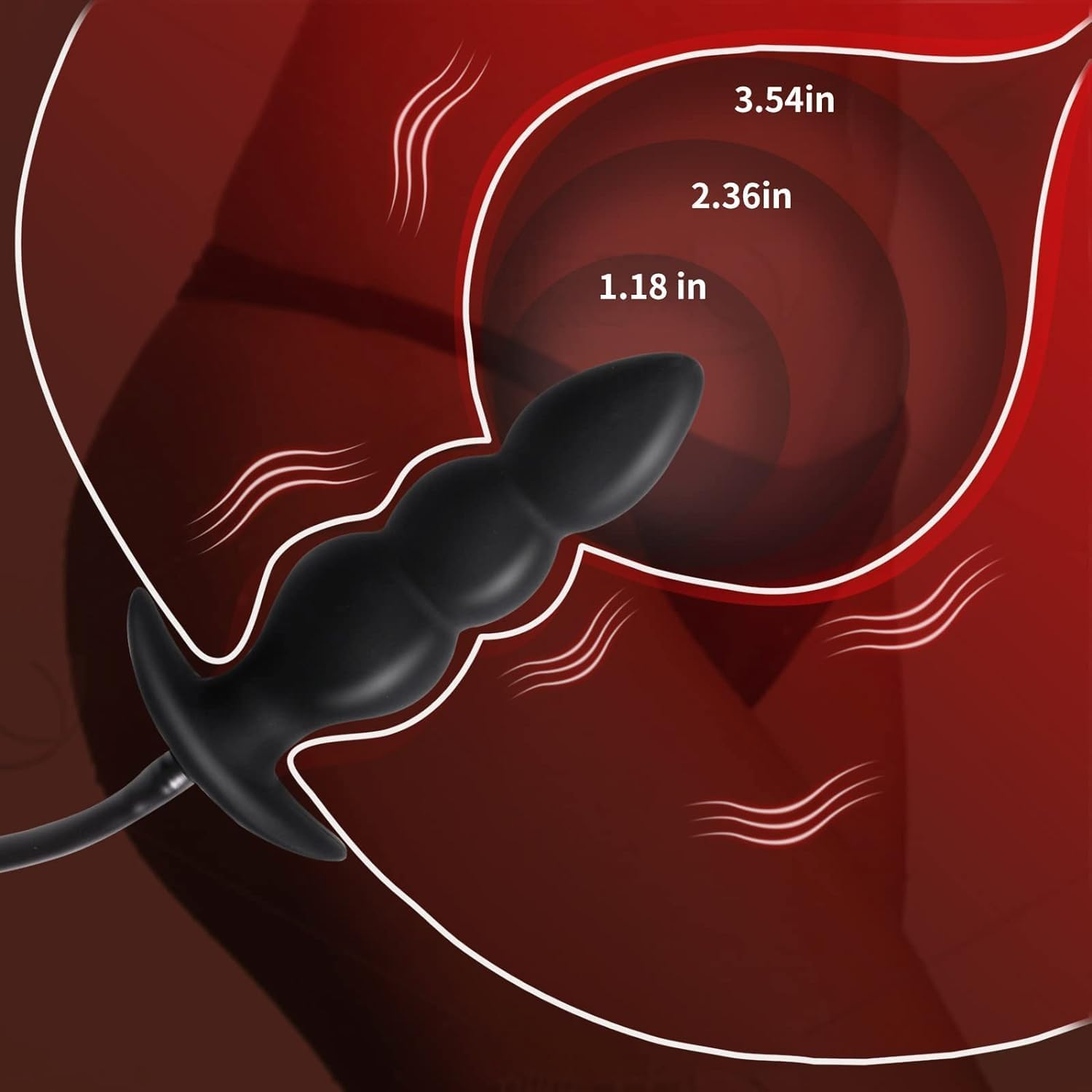 LONZYON Silicone Inflatable Anal Plug with Solid Center Shaft Body Safe Silicone Anal Balloon Pump with Quick Release Valve for Men, Women and Beginners (Black)