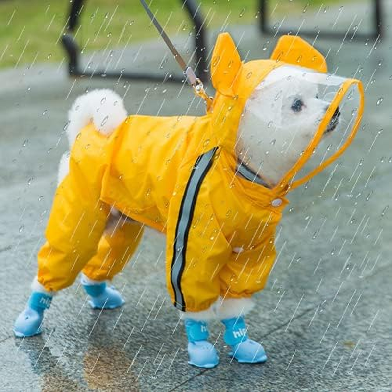Dog Raincoat，Rain/Water Resistant，Dog Raincoat Hooded Waterproof Rain Jacket，Dog Jumpsuit，Raincoat Poncho Waterproof Clothes，Reflective Strip Poncho Coats，Cute Pet Rainwear Bear Shape Pet Clothe (XL) image number 5