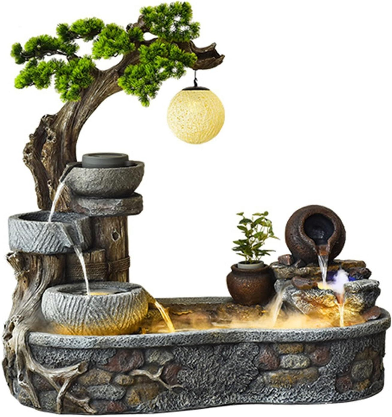 Outdoor Fountain Water Fountain- Indoor Outdoor Floor Standing Fountain Waterfall, Fountains Garden for Patio Backyard Porch Home Art Decor(102 * 55 * 108CM) image number 4