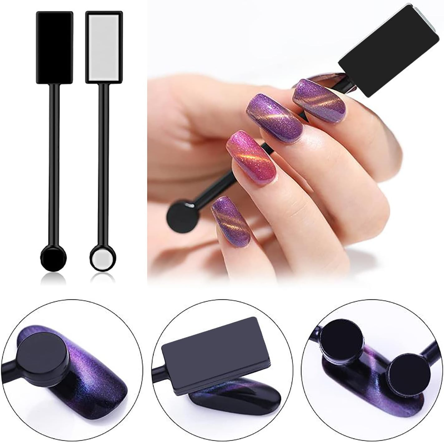 SILPECWEE 15Pcs Nail Magnet Set Cat Eye Gel Nail Polish Magnet Wand Magnetic Nail Polish Cat Eye Magnet for Nails Cat Eye Magnets Sticks Nail Design Tools Nail Art image number 6