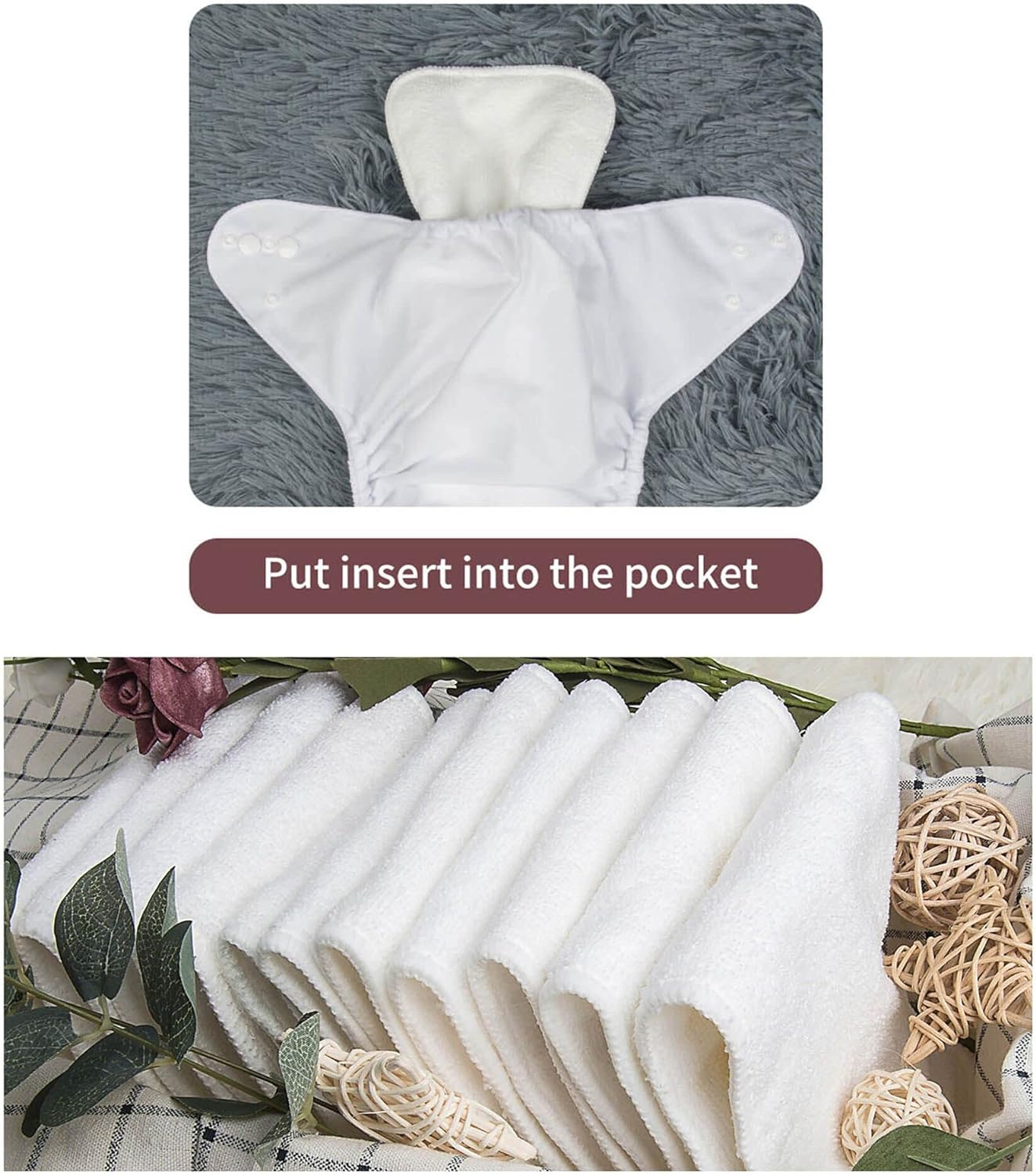 ALVABABY Baby Cloth Diapers 6 Pack with 12 Inserts Cloth Diaper Covers Adjustable Washable Reusable for Baby Girls Boys 6DM115-AU - Color 120 image number 3