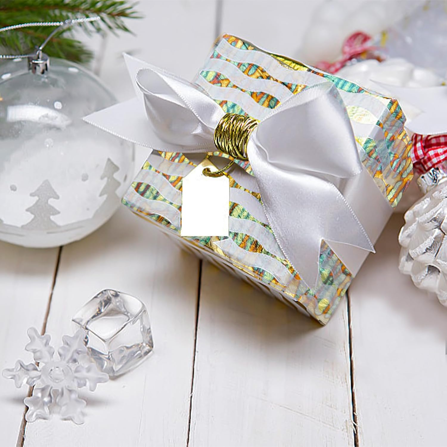 Sekonow Variegated Gold Leaf Sheets 50Pcs, Colorful Imitation Gold Foil Sheets Paper Booklet for Art Craft Painting Gilding Decoration, 5.5" X 5.5", Stripe image number 2