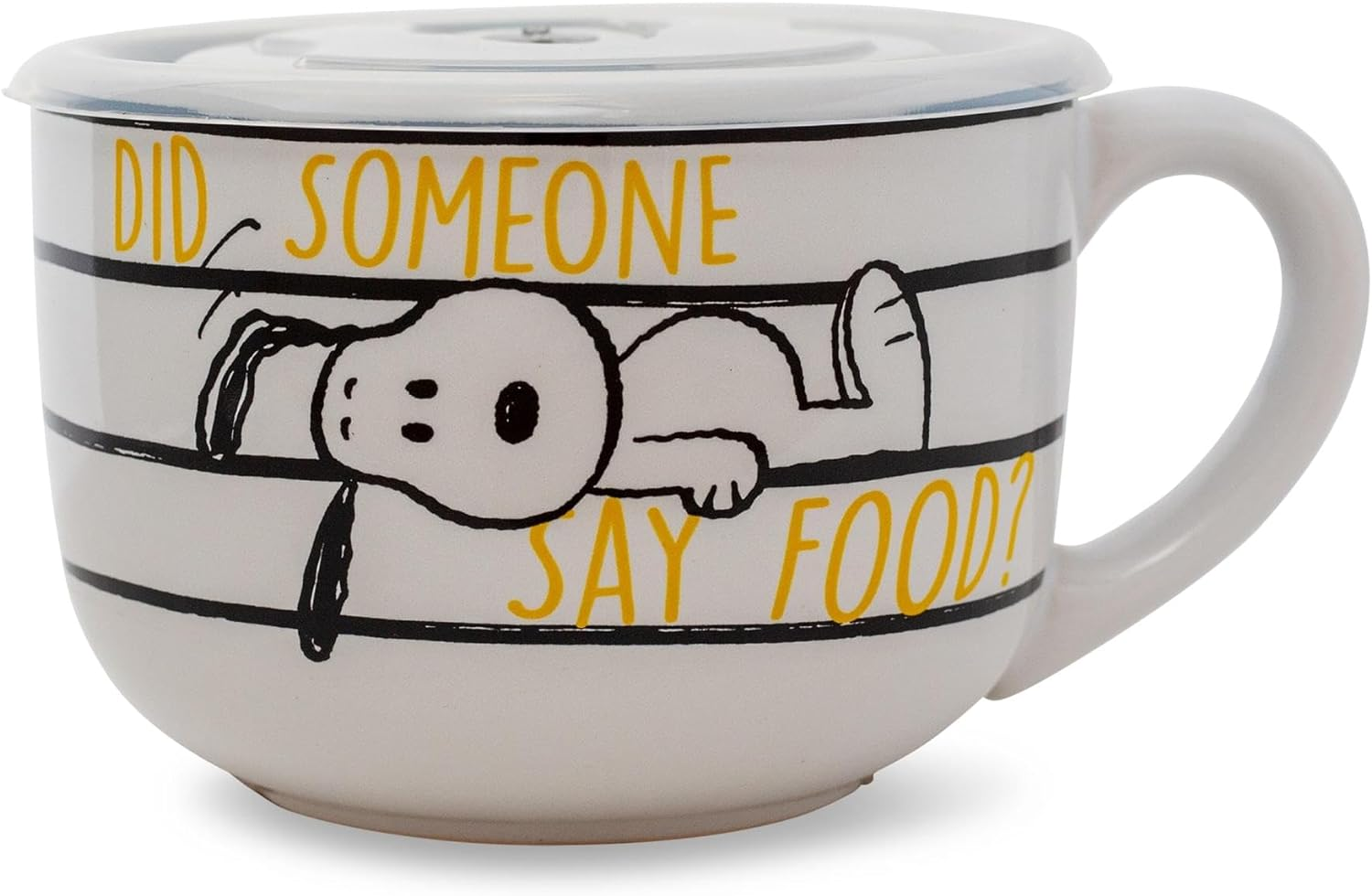 Silver Buffalo Peanuts Snoopy and Woodstock Ceramic Soup Mug with Vented Plastic Lid, 24 Ounces, 1 Count (Pack of 1) image number 5
