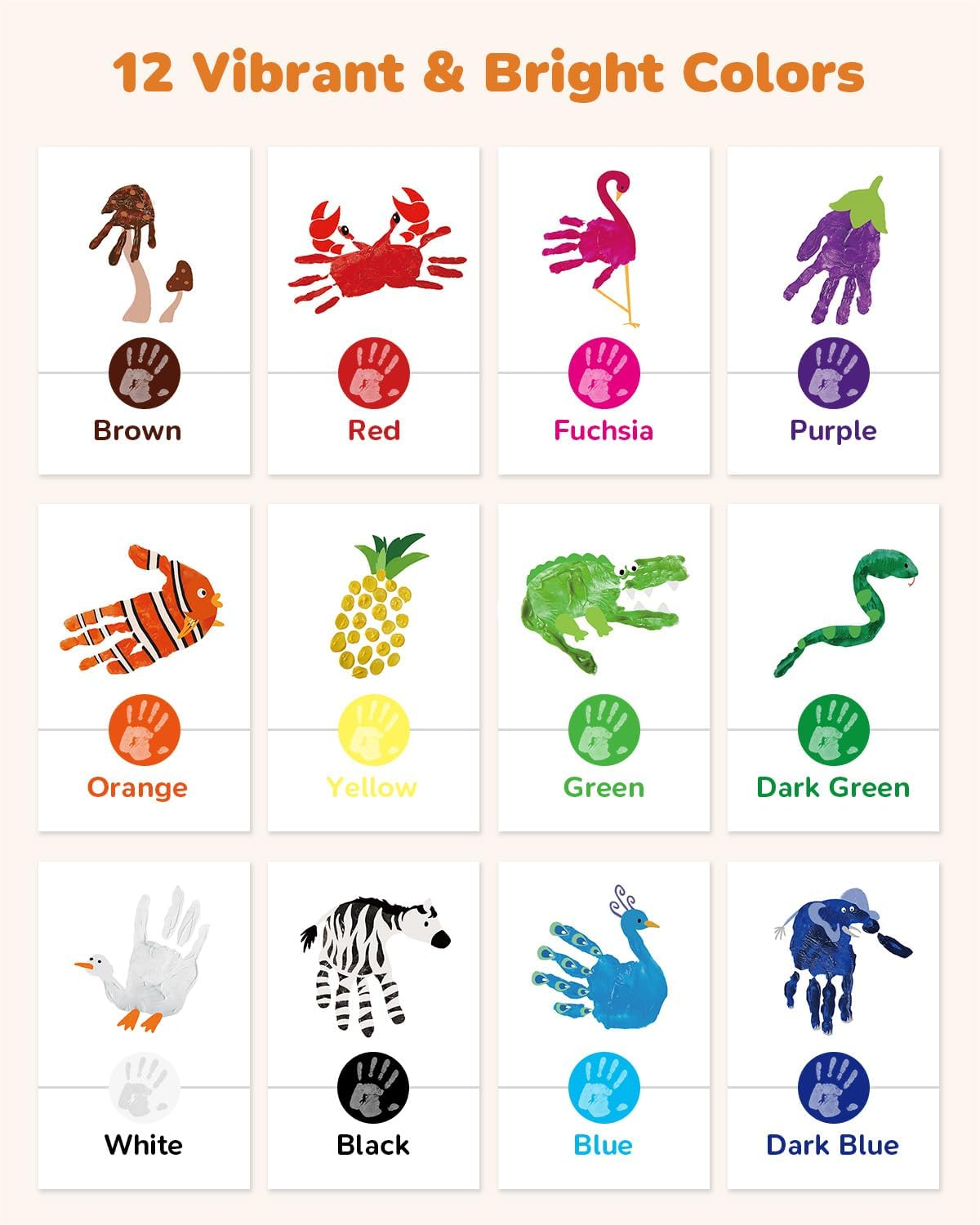 28 PCS Finger Paint, Washable Paint for Todllers 1-3, Non-Toxic 12 Vibrant Colors (1.22Fl Oz/36Ml ) , Palette, Apron, Brush, Eye Stickers, Baby Safe Paints for Hand and Feet, Safe Preschool Art Supplies for Kids image number 5