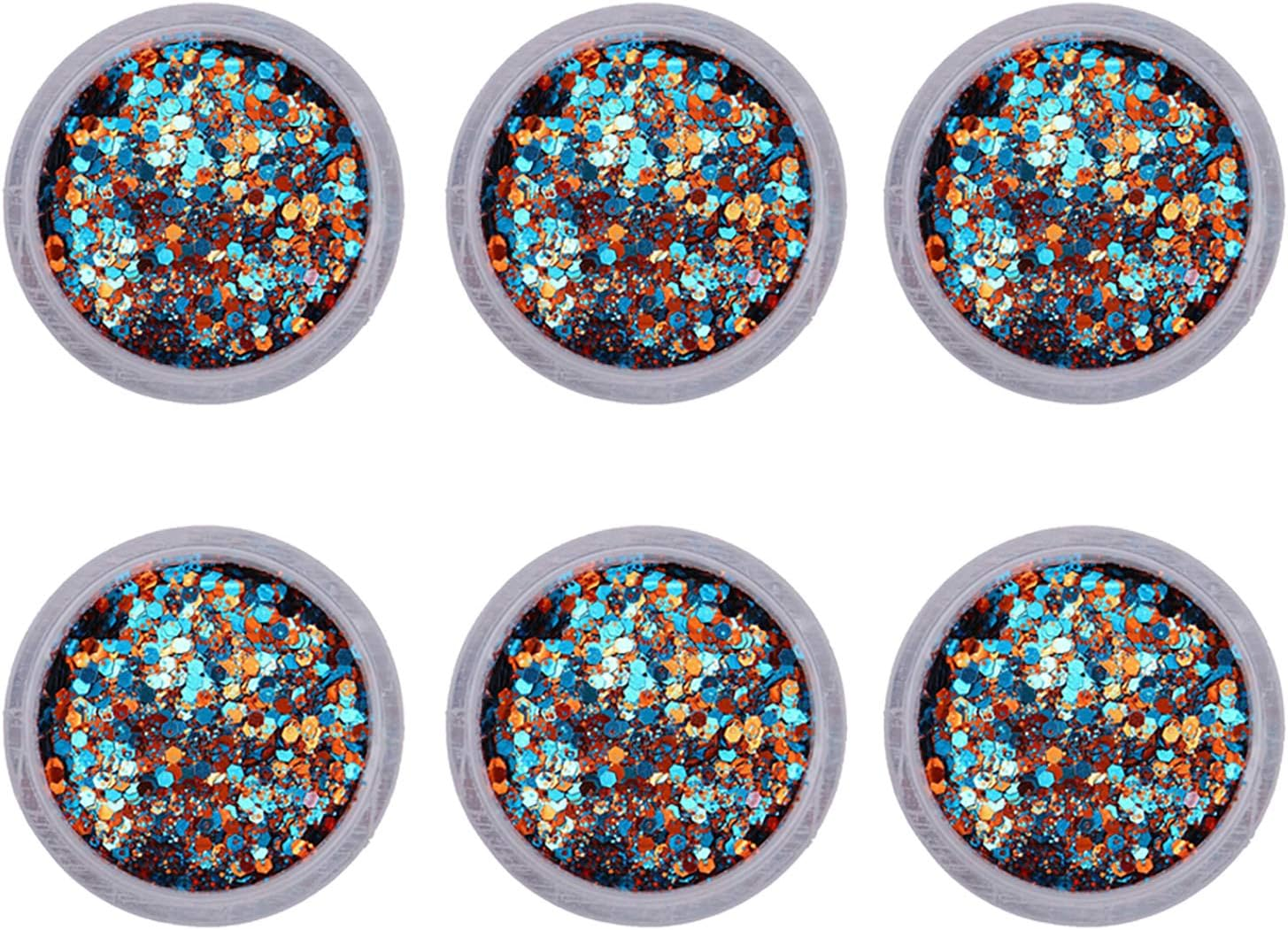 6 Boxes Holographic Chunky Glitter Nail Sequins Iridescent Flakes Body Nail Sequins