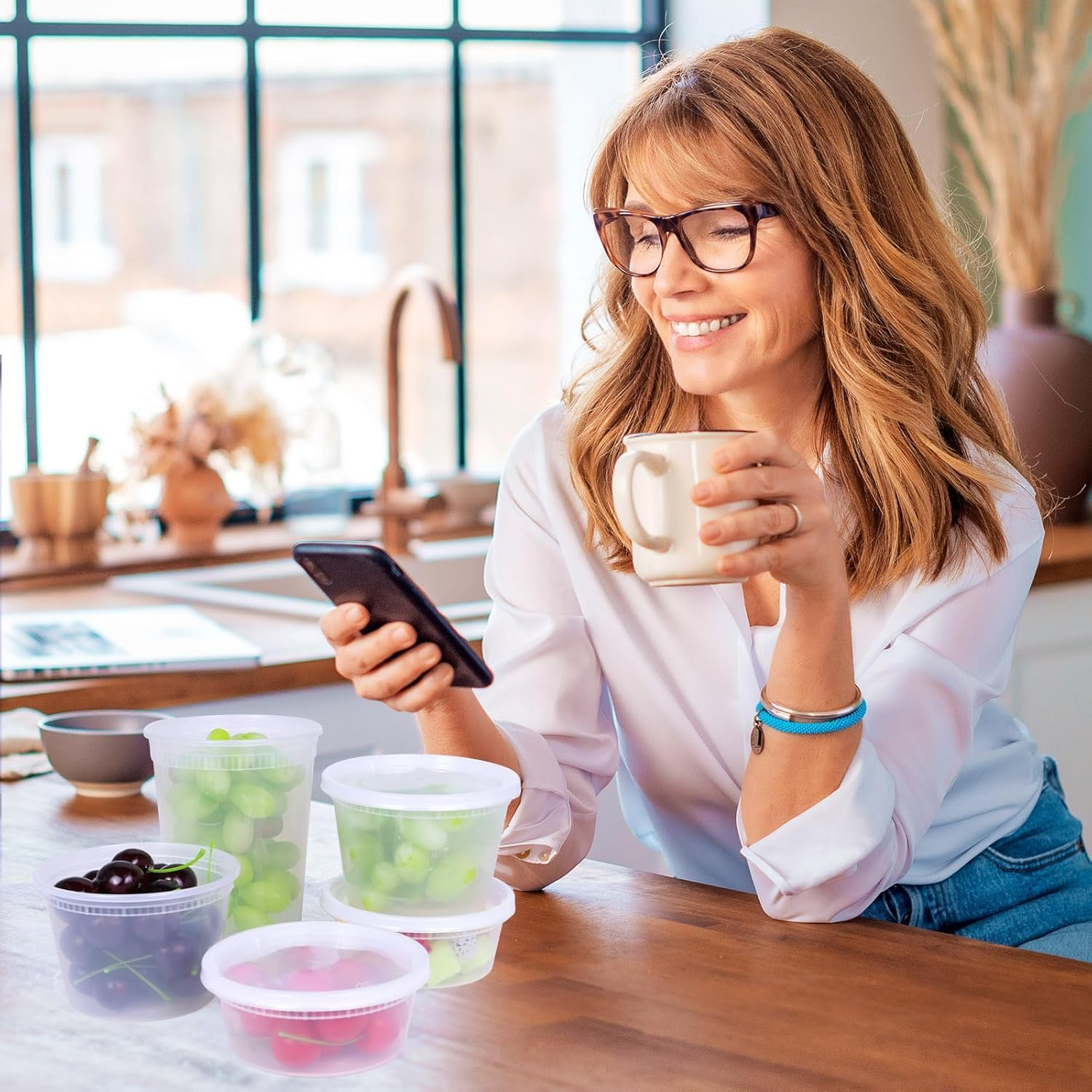 60 Set Deli Containers with Airtight Lids (8Oz, 16Oz, 32Oz), Leakproof, Stackable, Microwave,Dishwasher,Freezer Safe - Good for Meal Prep, Portion Control, and Food Storage,Takeaway Container image number 3