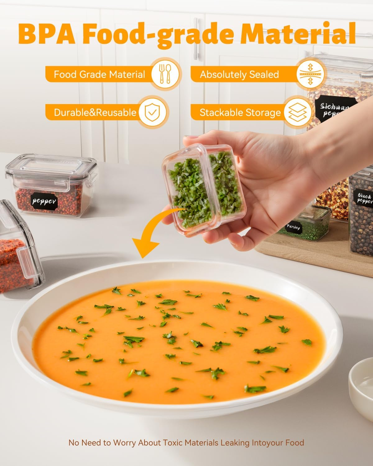 Airtight Food Storage Container - 48Pcs Kitchen Storage & Organisation Set with Lids, BPA Free Pantry Storage Containers Organiser for Cereal, Flour, Sugar, Dry and Wet Food, Includes Labels image number 2