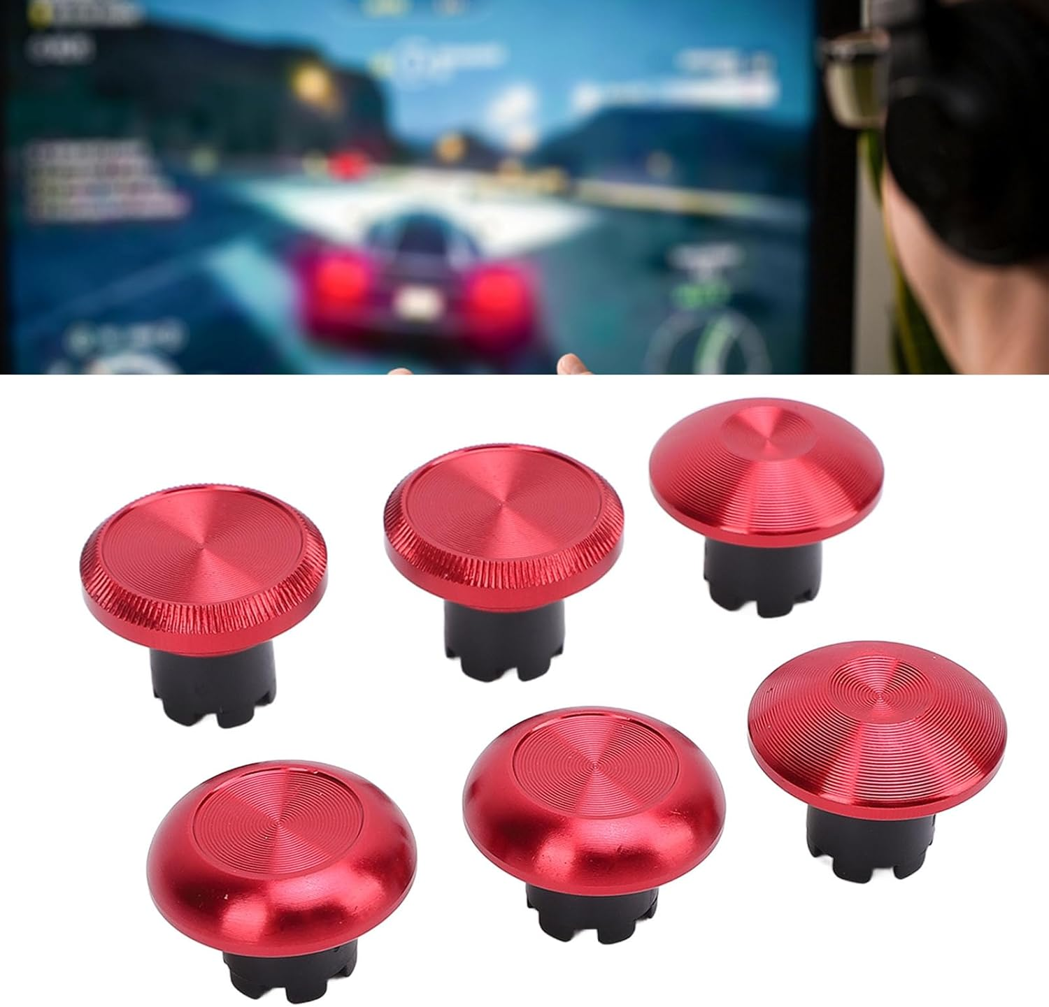 Replacement Thumbsticks for PS5 Edge, for PS5 Pro Elite, for PS4, for Switch Pro, for Xboxone, for Xboxseries, 6 X Thumbsticks Caps, 2 X Replacement Thumbsticks (Red) - Blue image number 7