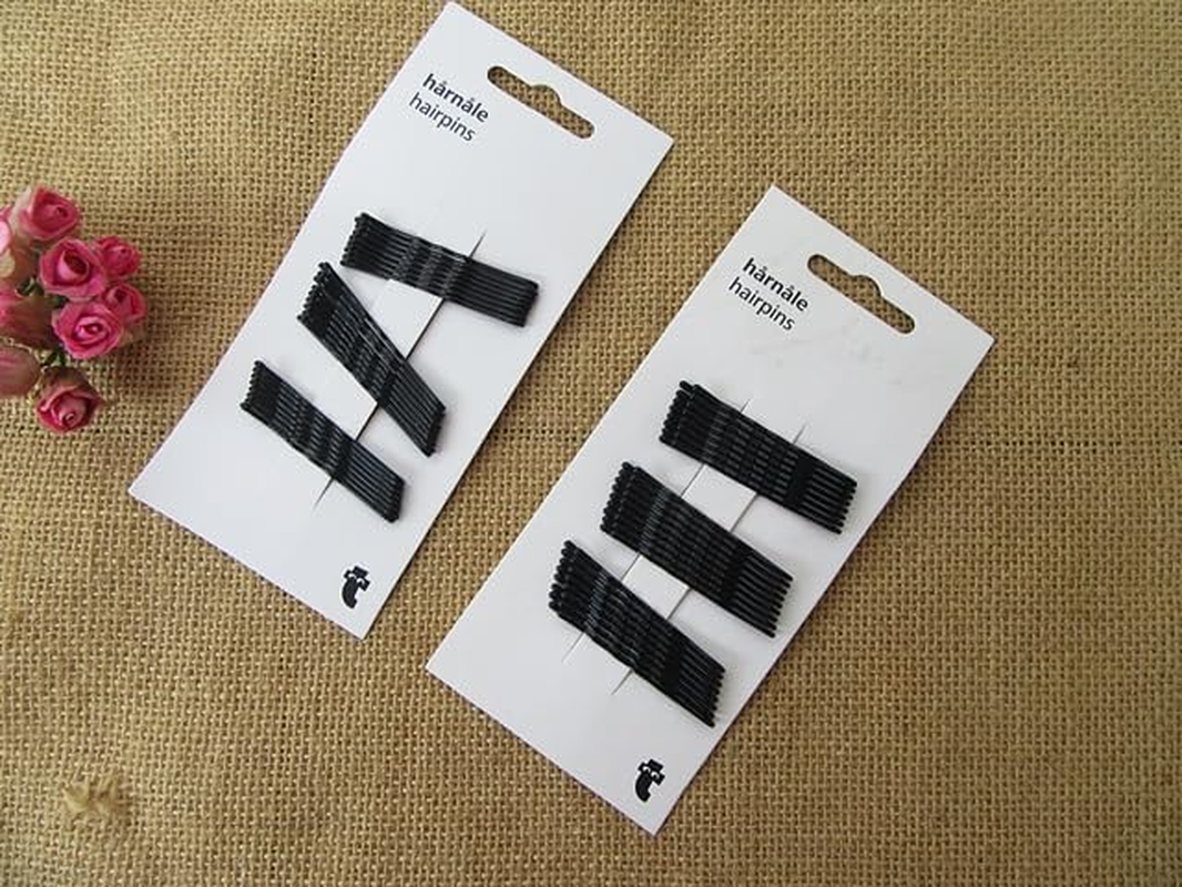 12Sheetx 25Pcs Black Bobby Pins Grips Hair Barrette Clip 50Mm image number 1