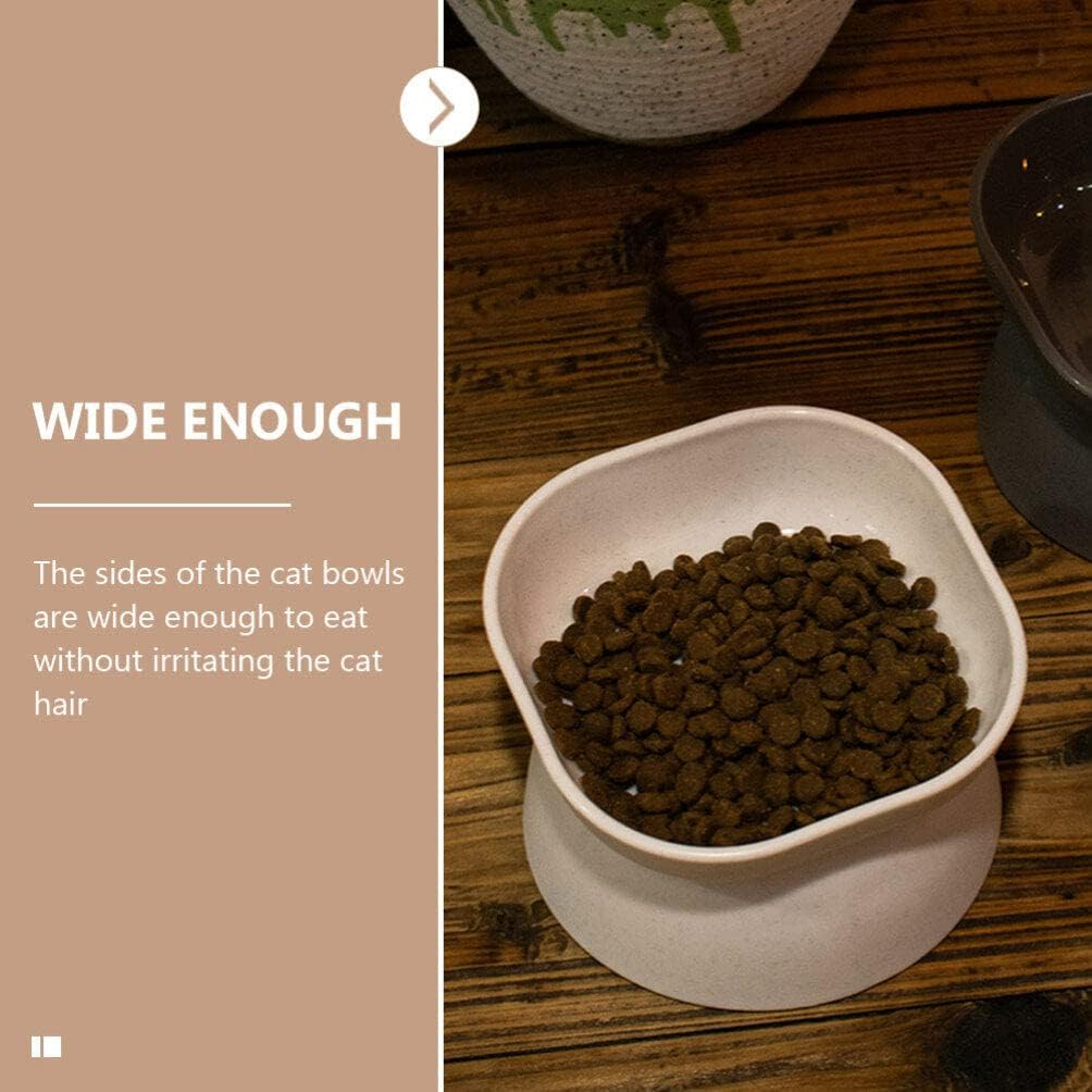 Alipis Cat Elevated Bowl Extra Wide Elevated Cat Food Bowl, Kitten Neck Protection Bowl Wide Shallow Cat Food Dish, 2Pcs image number 6