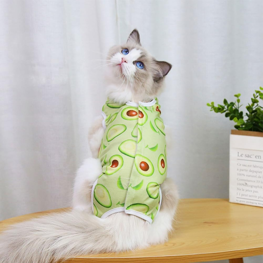 Cat Recovery Suit,Cat Professional Recovery Suit Cat Suit Post Surgery Medical Care Cone Collar Alternatives anti Licking Wound Cat Vest Bodysuit for Male Female Cats Kitten (Green, M) image number 1