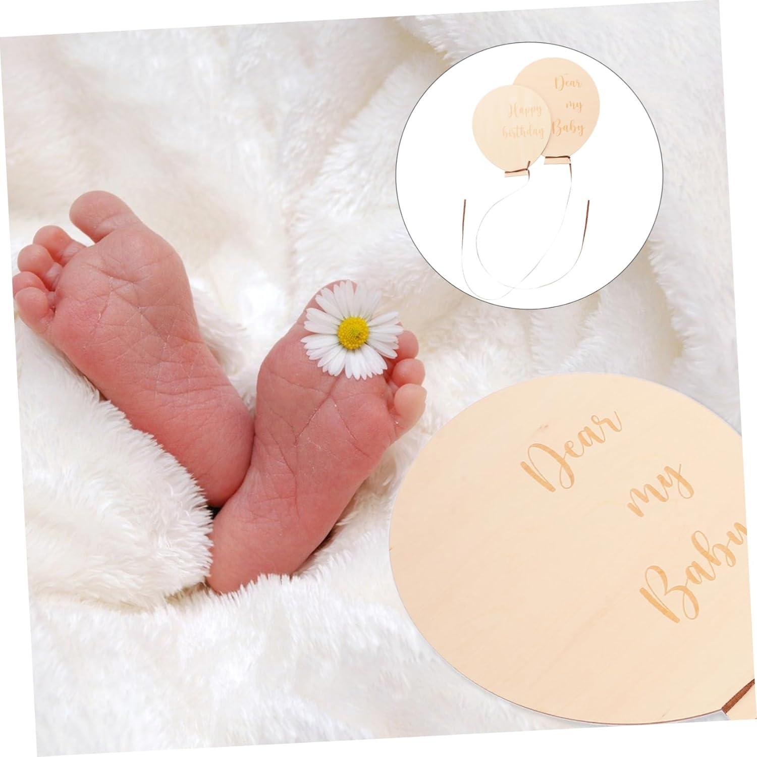 2Pcs Wooden Milestone Cards Monthly Growth Sign for Newborn Photography Creative DIY Prop for First Birthday Special Moments Recording image number 2
