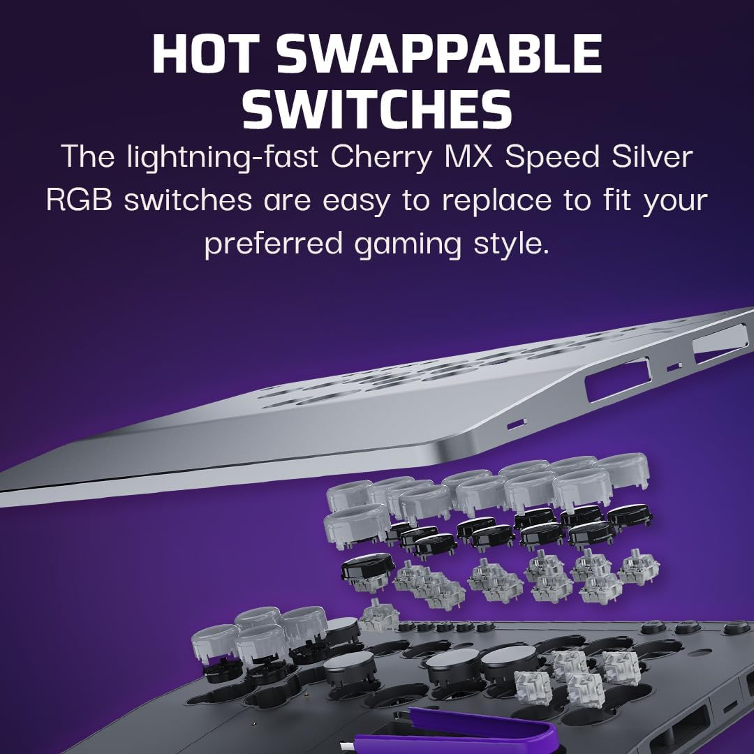 Turtle Beach Victrix Pro KO Leverless All Button Fight Stick, Officially Licensed for Xbox Series X|S, Xbox One, Windows 10/11 PC, Customizable Esports Tournament Ready Controller, Gray image number 4