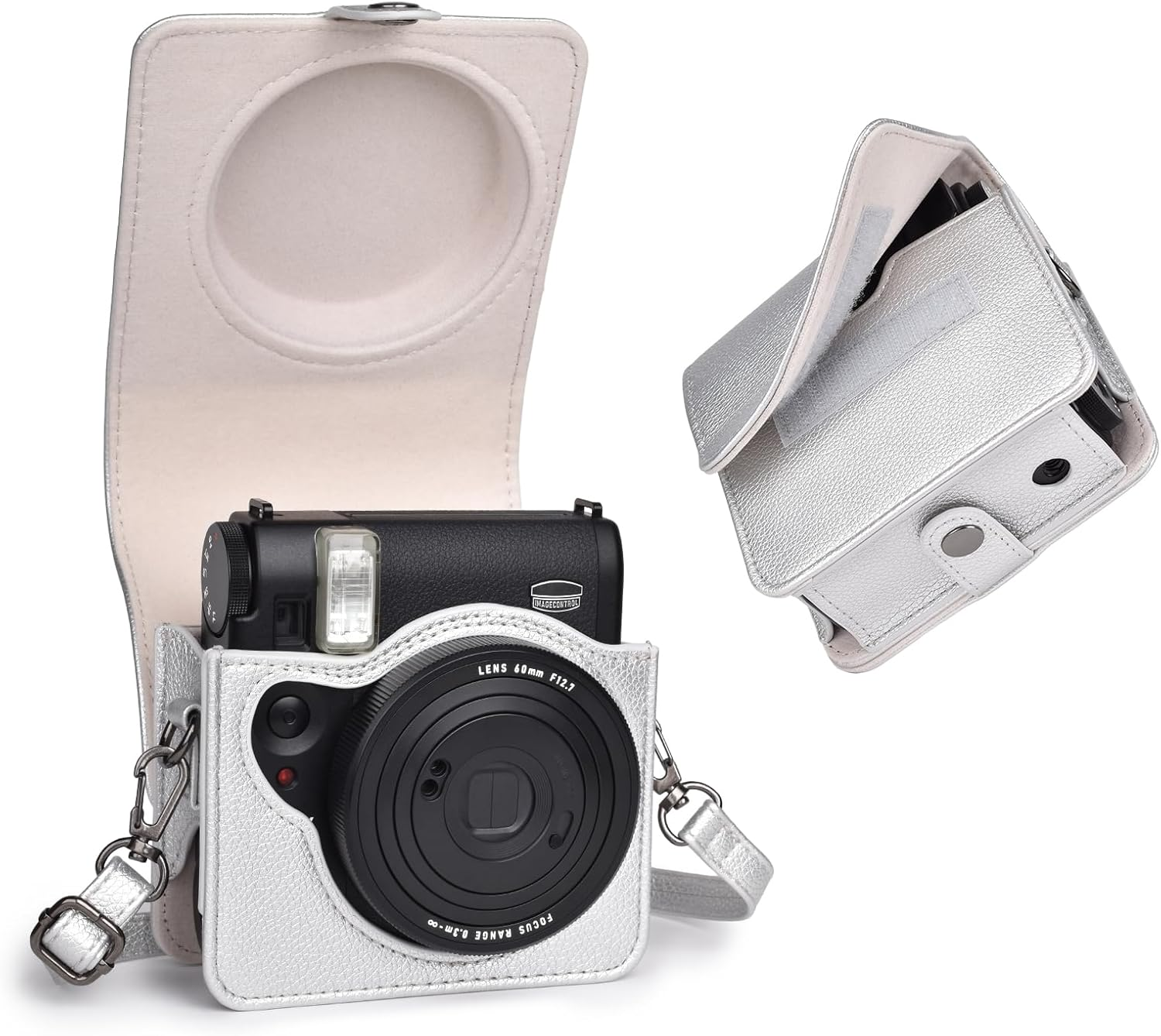 Rieibi Camera Case for Instax Mini 99 - PU Leather Protective Case for Fujifilm Instax Mini 99 Instant Camera - Removable Case with Shoulder Strap Velcro Fastener - Brown