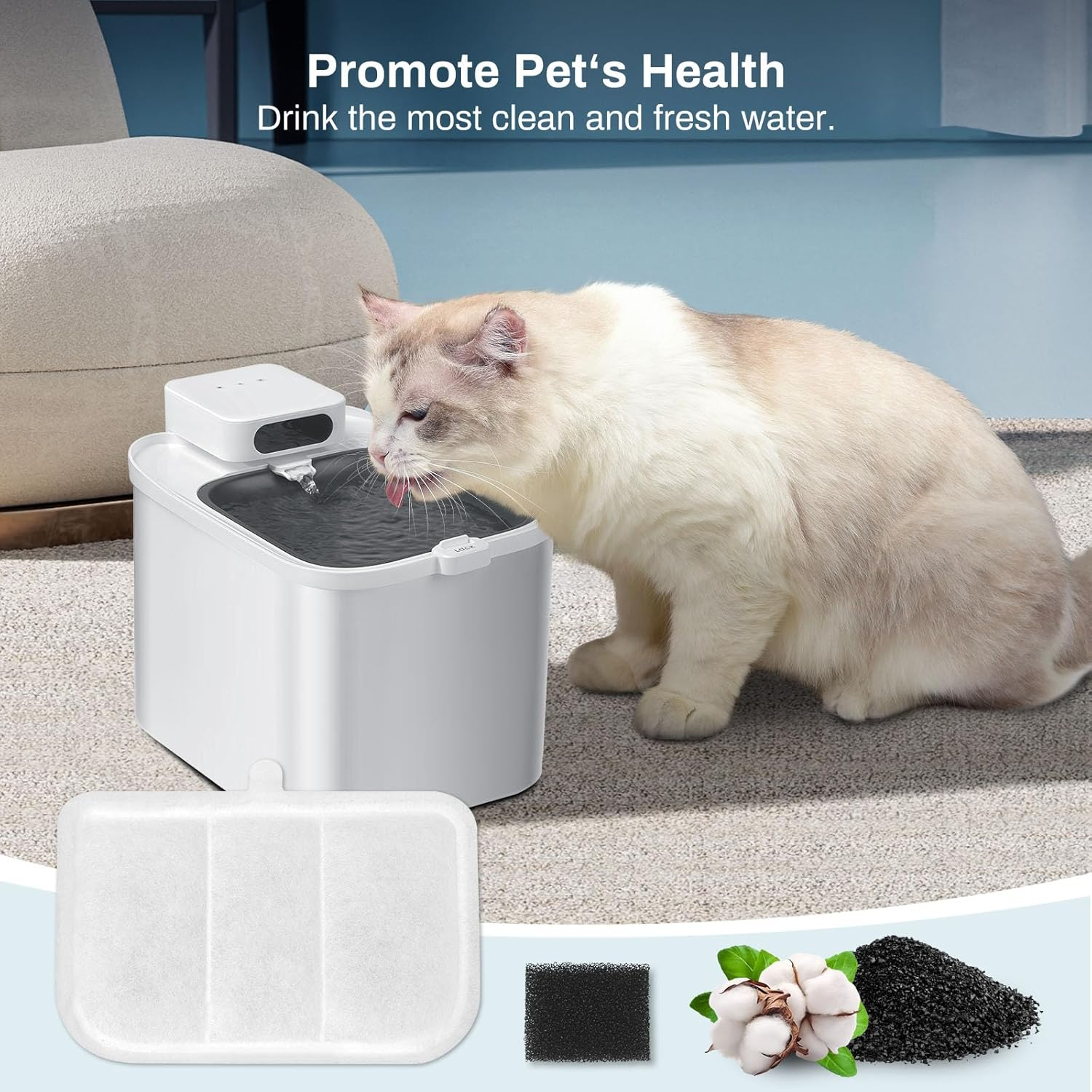 Pack of 10 Cat Fountain Filters, Replacement Filters for Everweather Max Intelligent Cat Fountain Wireless, Resin and Activated Carbon Filters Hair Impurities and Improves Odour (10 Filters + 10 image number 3