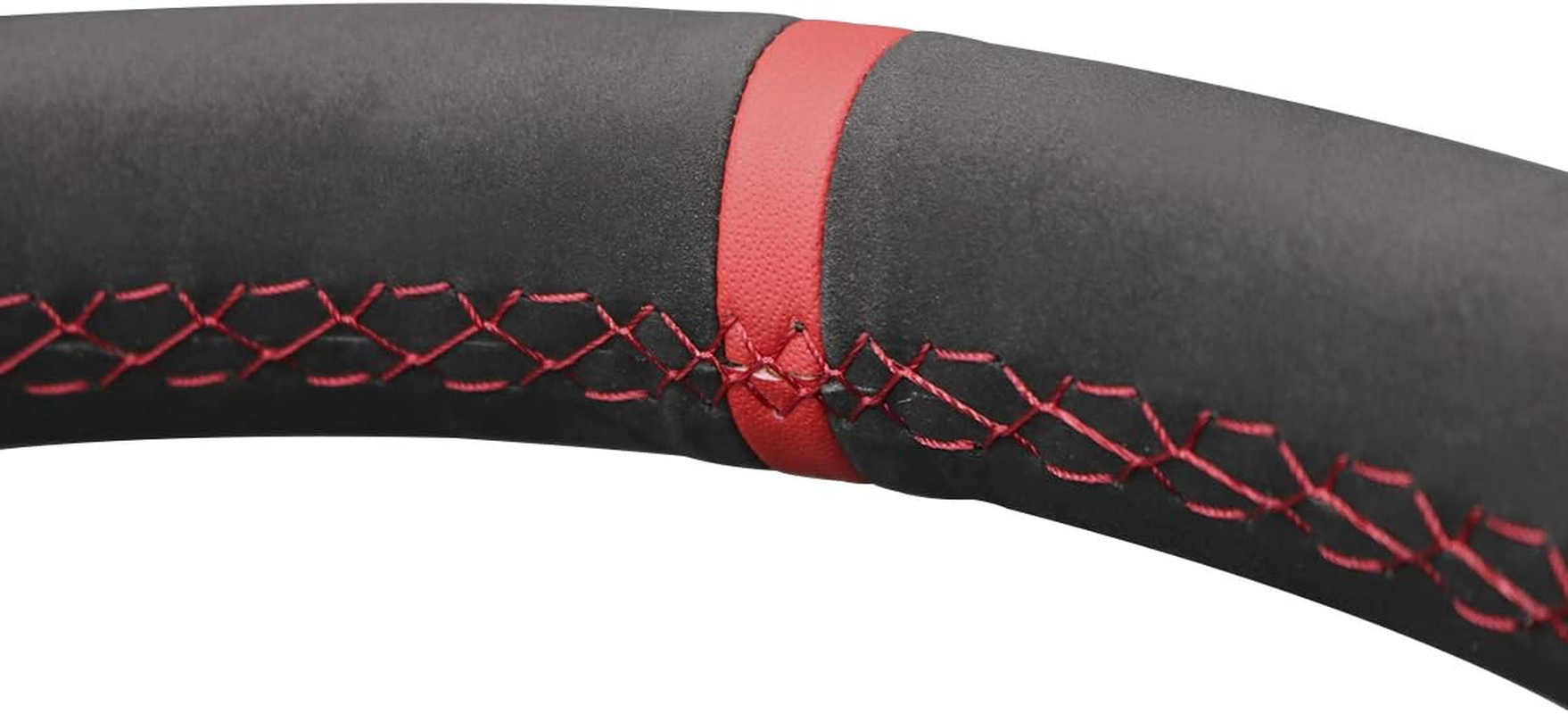 MEWANT Car Steering Wheel Cover for Mitsubishi Lancer Evolution 8 VIII 2003-2004 / Lancer Evolution 9 IX 2005-2006 Customized Hand Stitch Black Suede & Perforated Leather image number 2