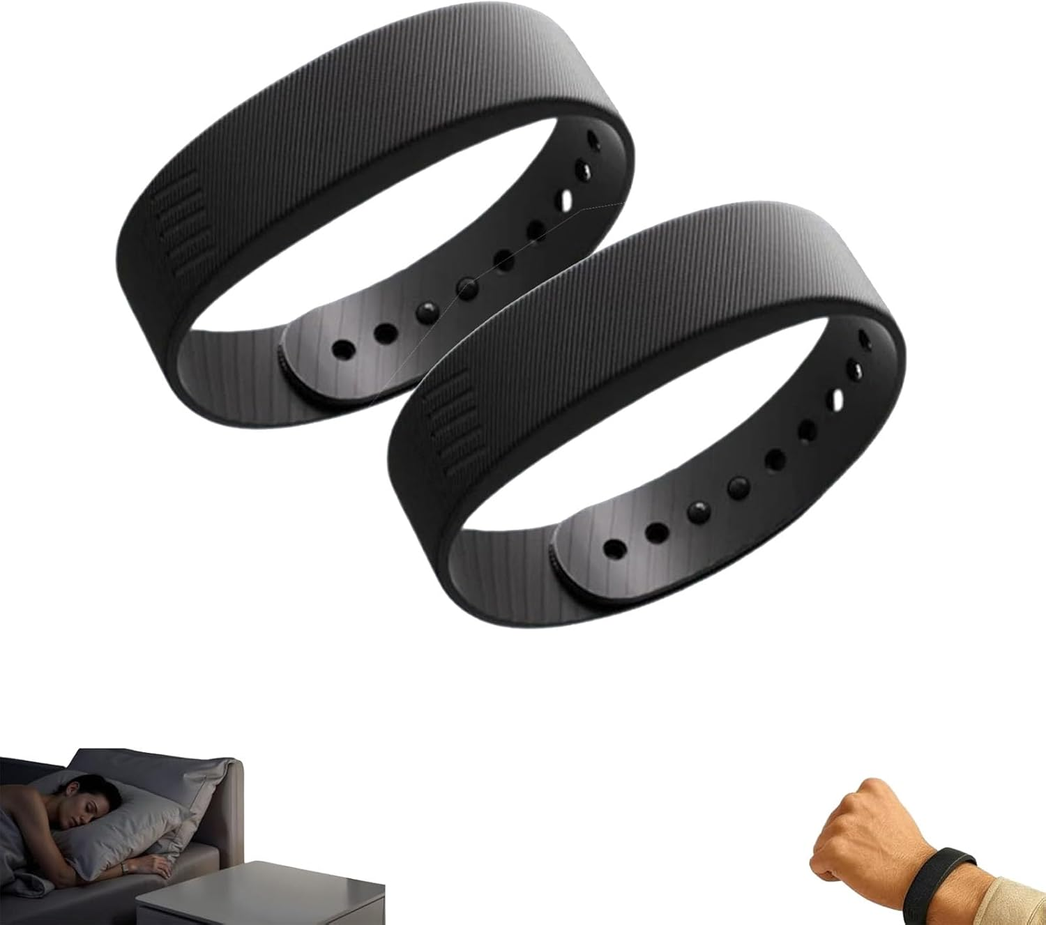 Fitsleeps Alarm Clock Watch, Fitsleeps Alarm Bracelet, Wearable Alarm Clock for Heavy Sleepers, Improve Your Sleep, Wake up on Time, Snooze-Free Smart Watch for Men and Women (2Pcs)