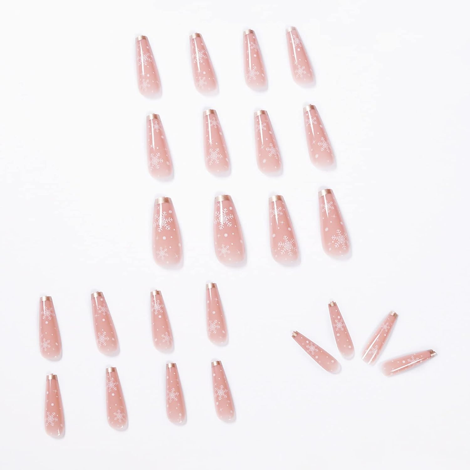 24 Pcs Press on Nails, Sunjasmine Fake Nails with Designs, Acrylic Nails False Nails with Nail Glue for Women (Long Snow) image number 2