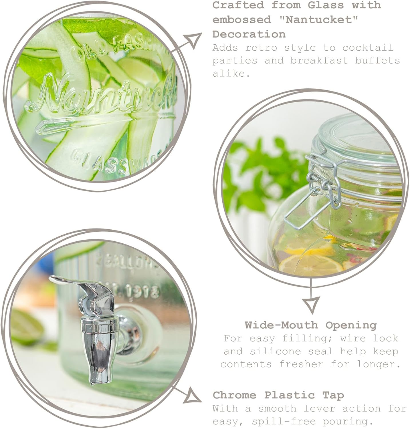 Rink Drink 8.7L Drinks Dispenser with Tap - Large Home Kitchen Outdoor Chrome Tap Water Dispensing Jug Indoor Juice Punch Bottle for BBQ, Party, Picnic, Events, Buffets image number 3