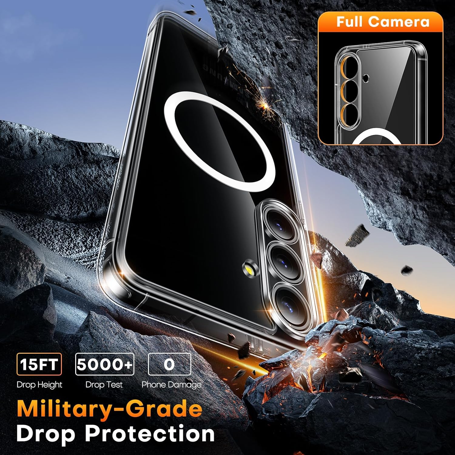 TAURI for Samsung Galaxy S25+ / S25 plus Case, Compatible with Magsafe, Military-Grade Protection, [Anti-Yellowing] Shockproof Transparent Back Magnetic Phone Cover - Clear image number 1