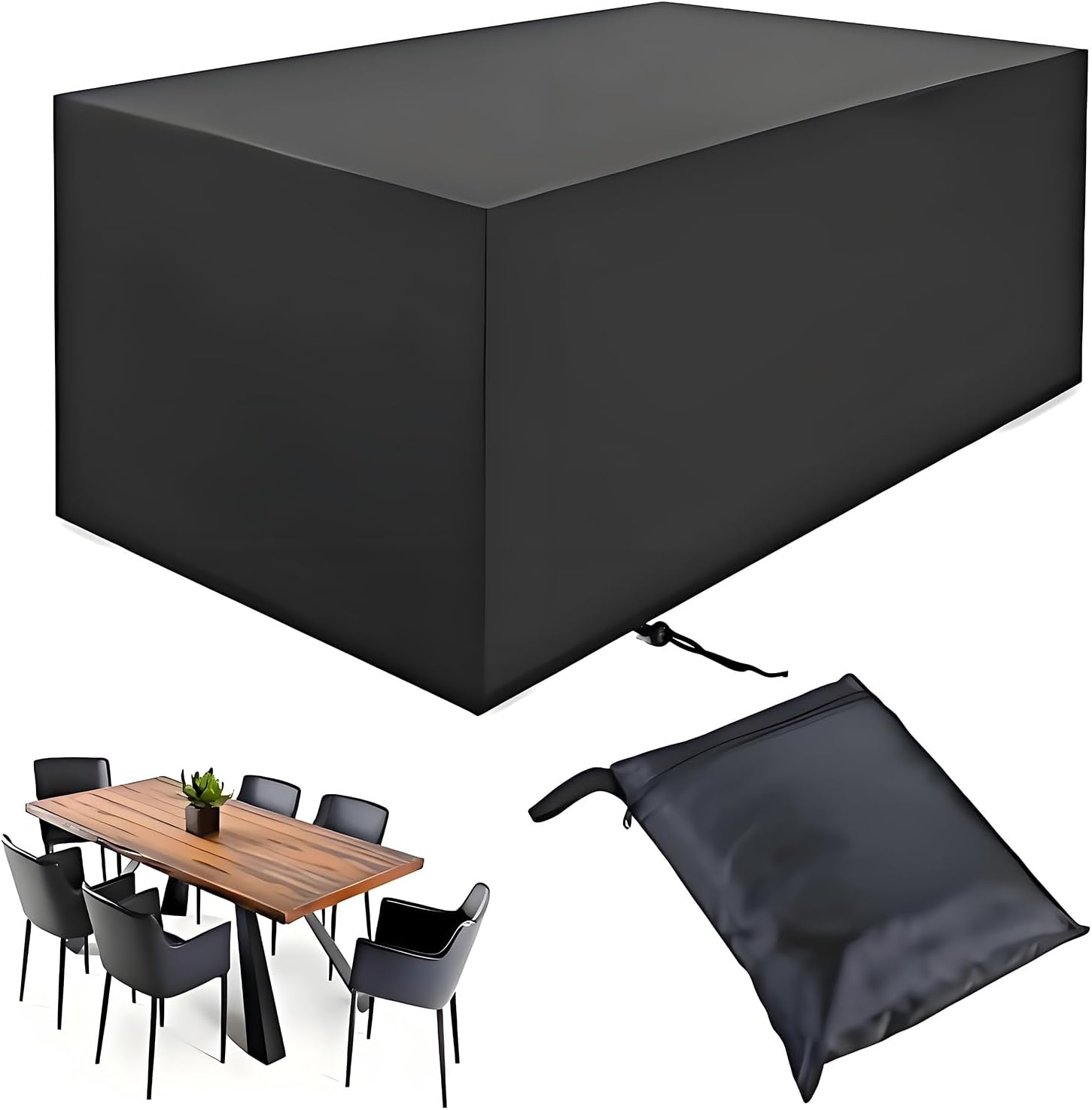 Mofish Garden Furniture Covers - Upgrade Patio Furniture Set Cover Waterproof,210D Heavy Duty Oxford Fabric Rattan Furniture Cover Windproof Anti-Uv for Outdoor Couch Table Chair Sofa (200X160X70Cm) image number 2